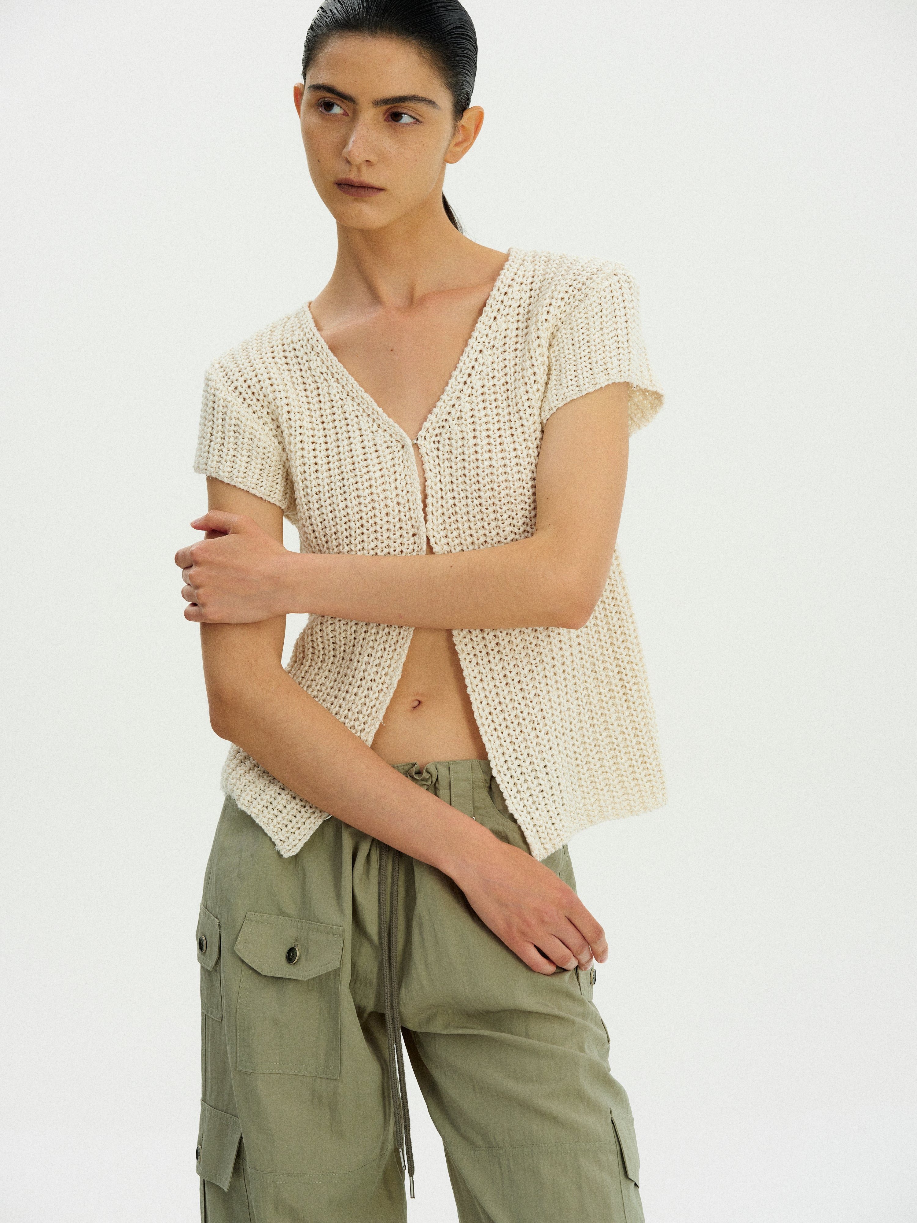 Knit Paper & Bamboo Top, Ecru