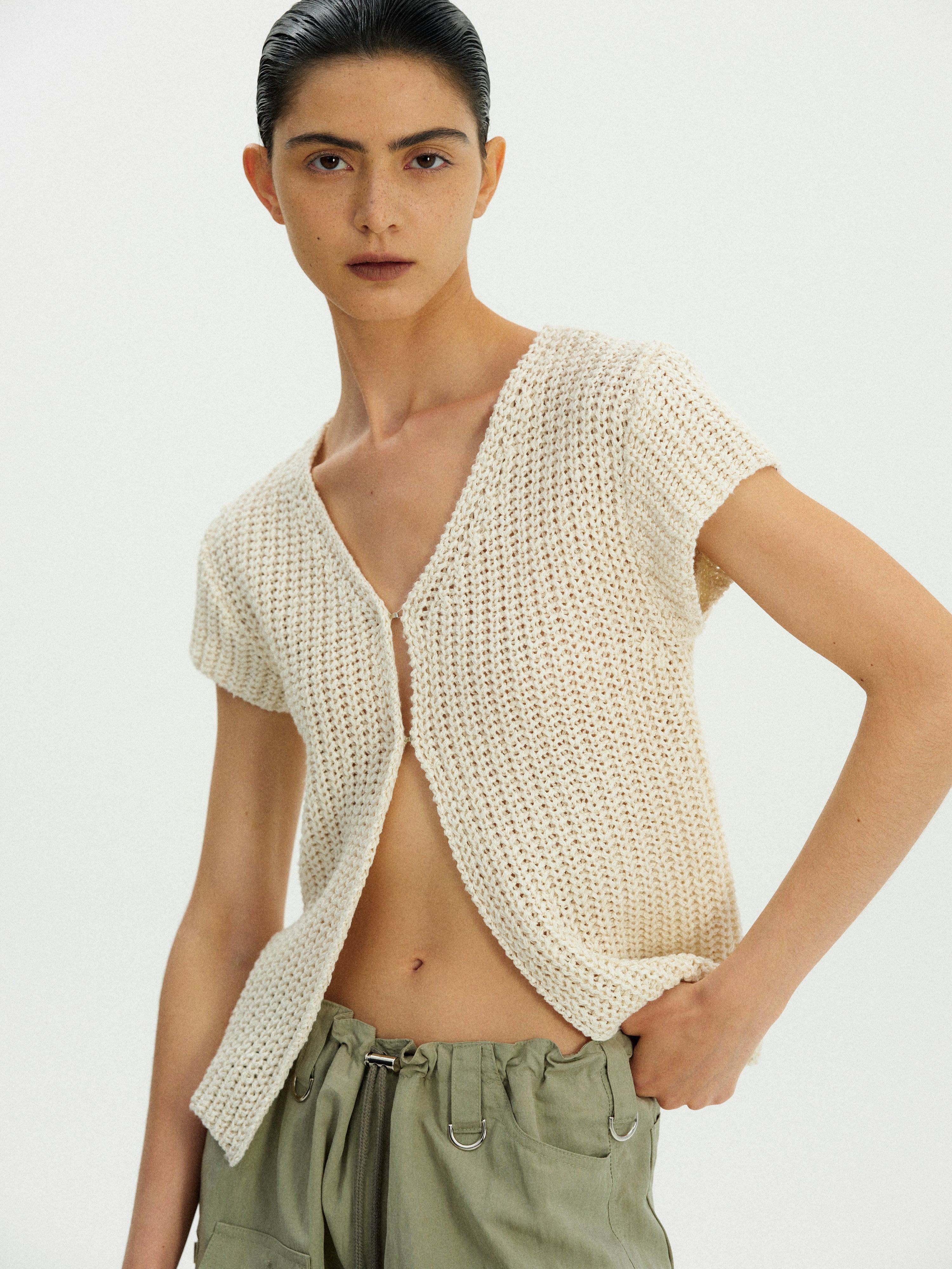 Knit Paper & Bamboo Top, Ecru