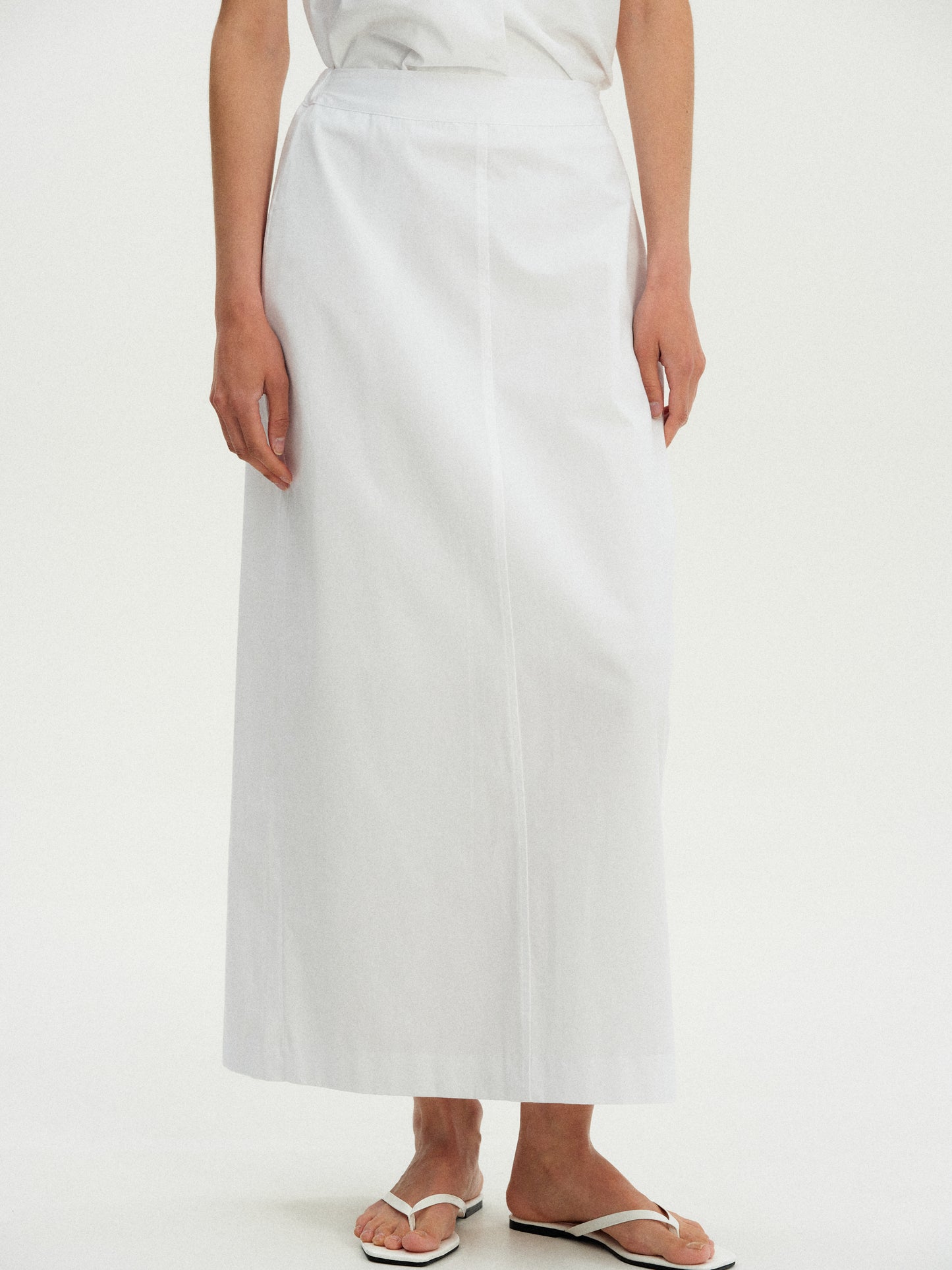 Cotton Long Skirt, Pure White