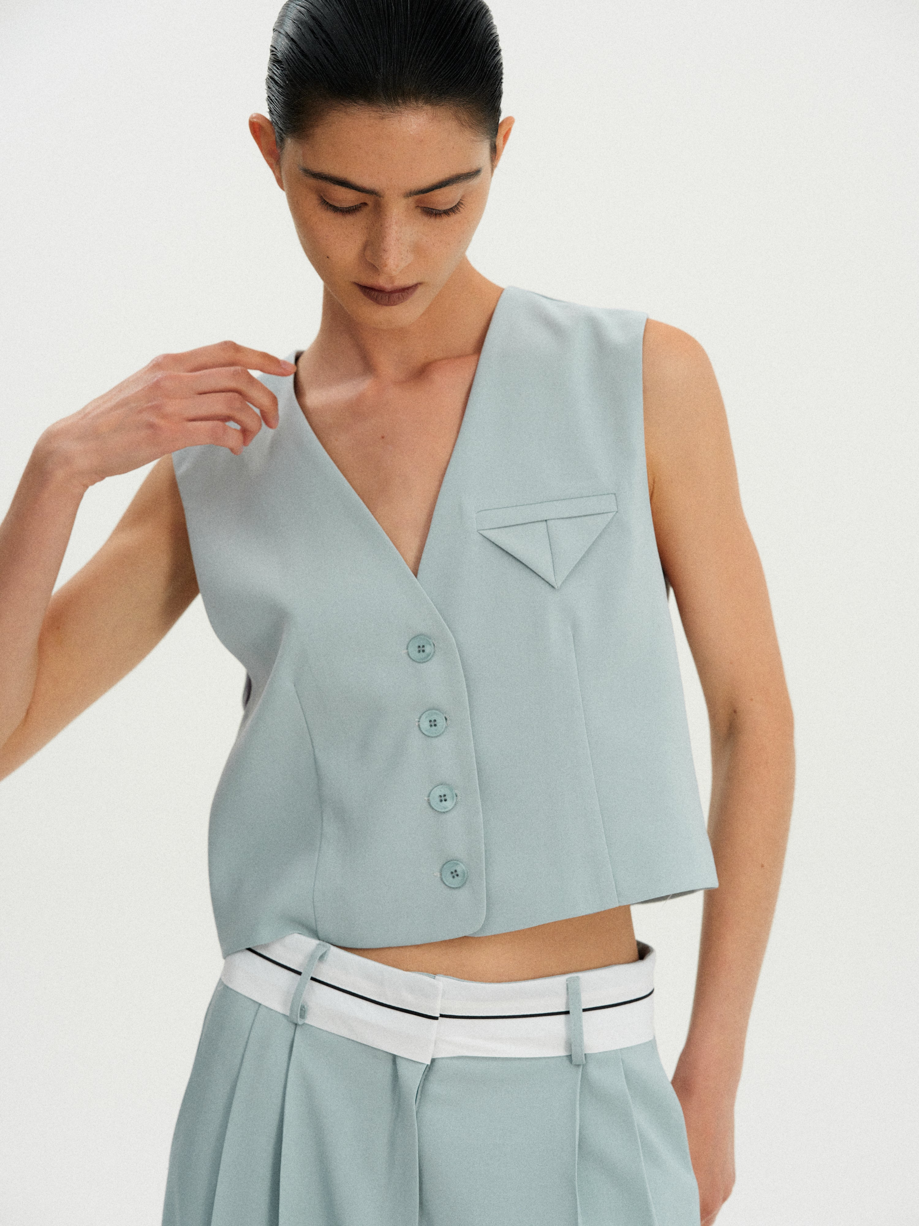 Tailored Suit Vest, Seafoam