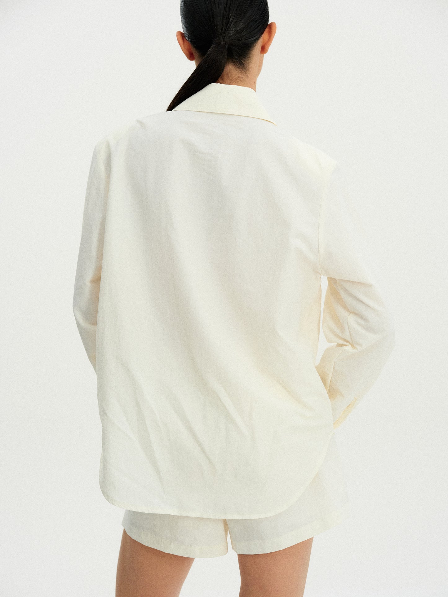 Pad Shoulder Nylon Shirt, Eggshell