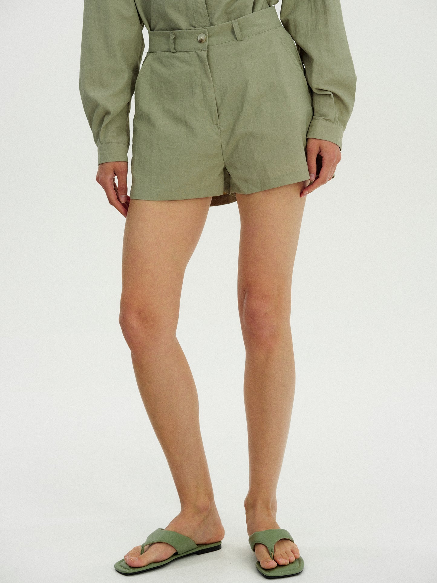 Tailored Nylon Shorts, Kelp