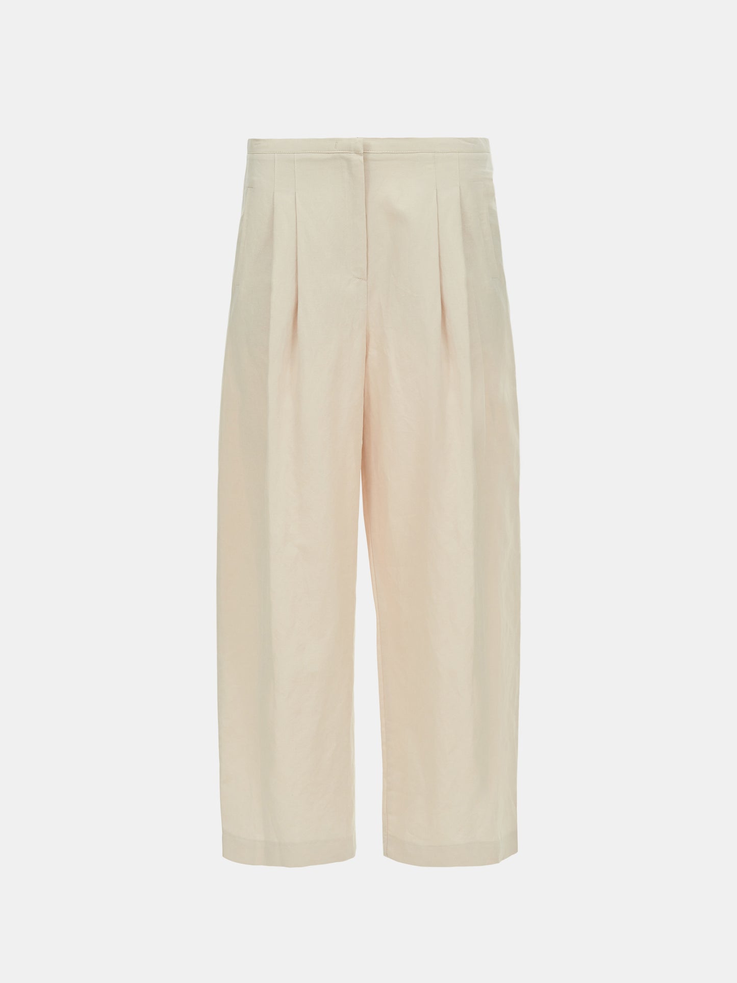 Low Rise Linen-Cotton Trousers, Nougat