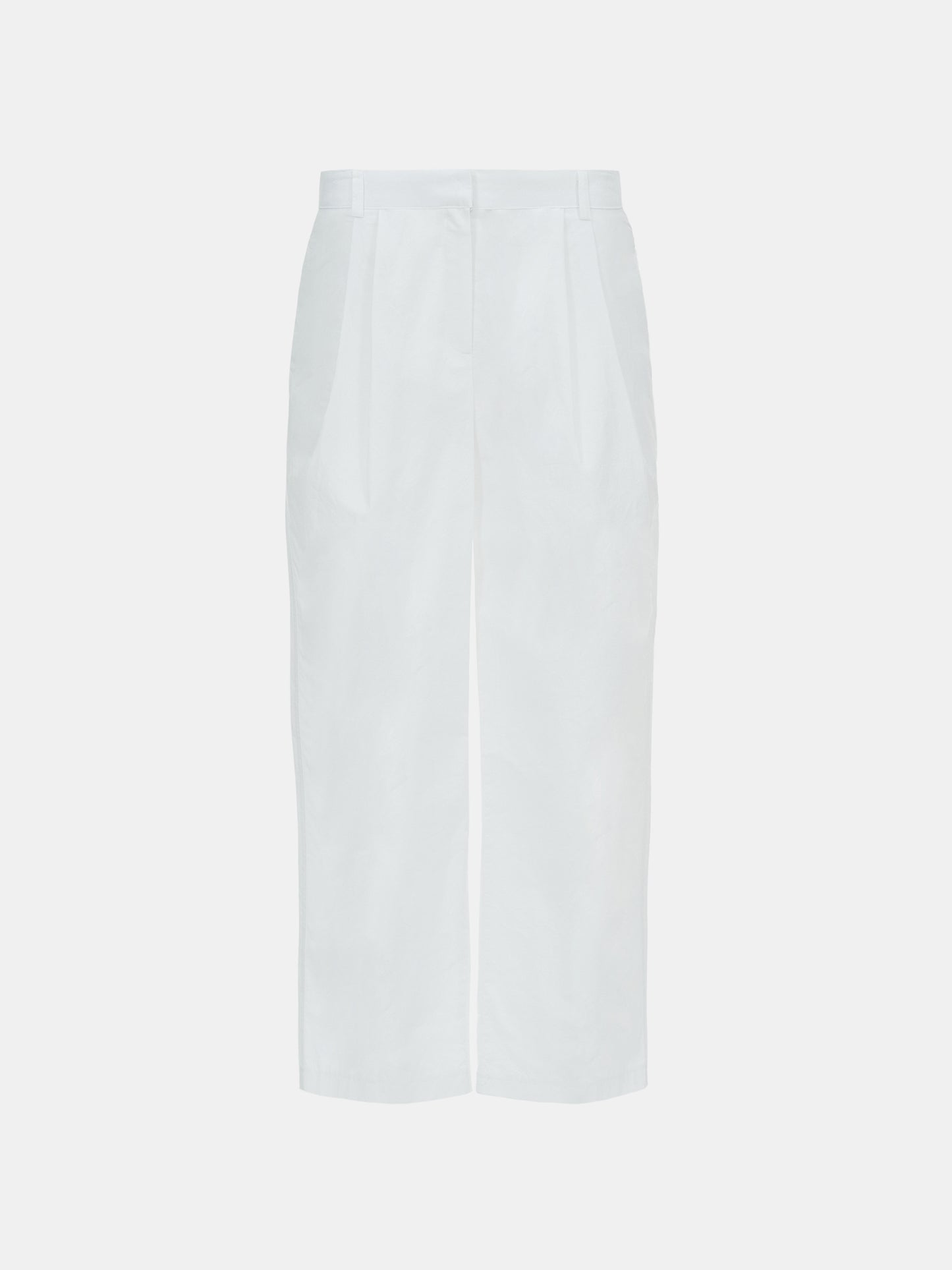 Cotton Tuck Trousers, White