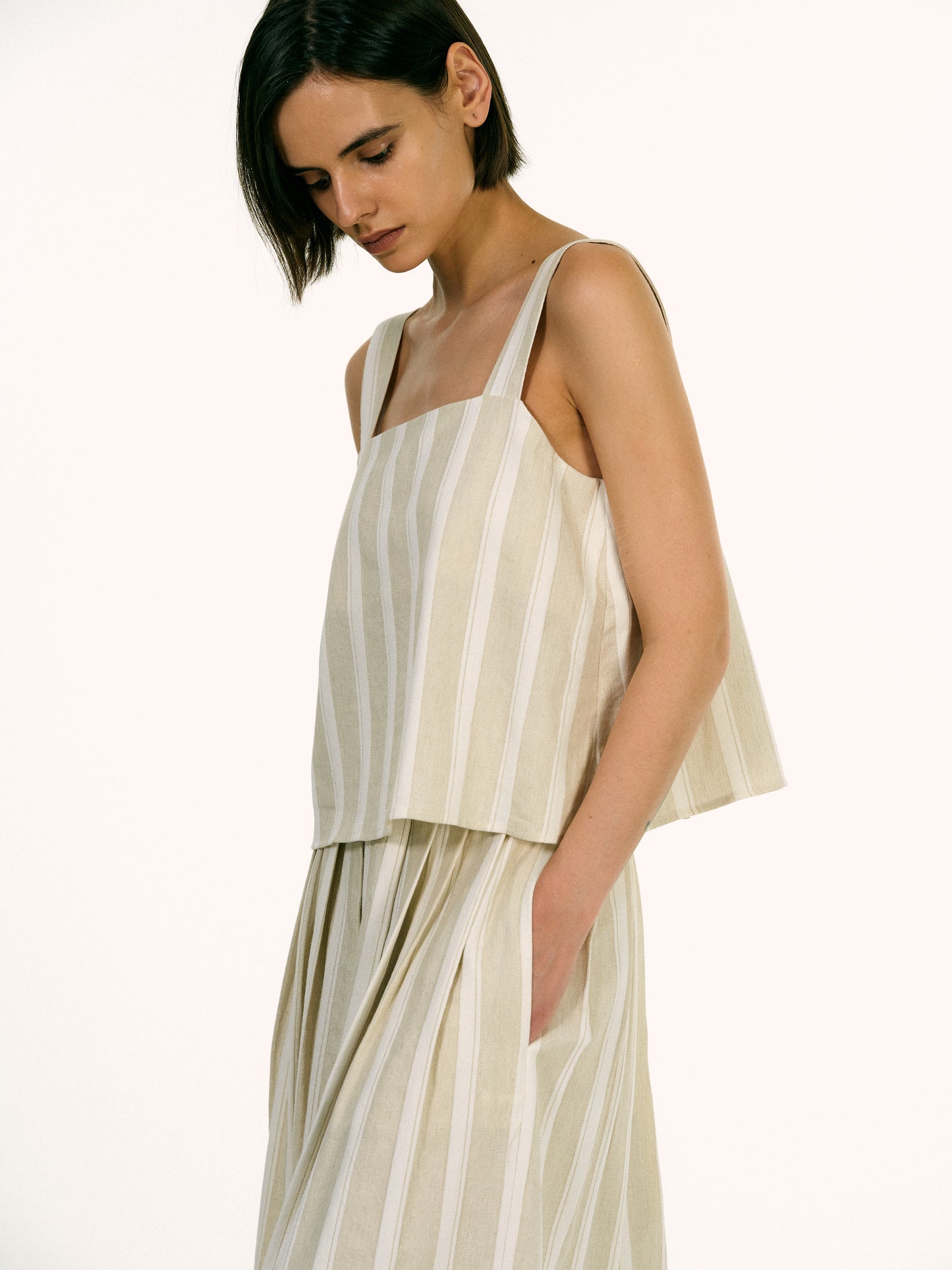 Linen Camisole, Sand Stripe