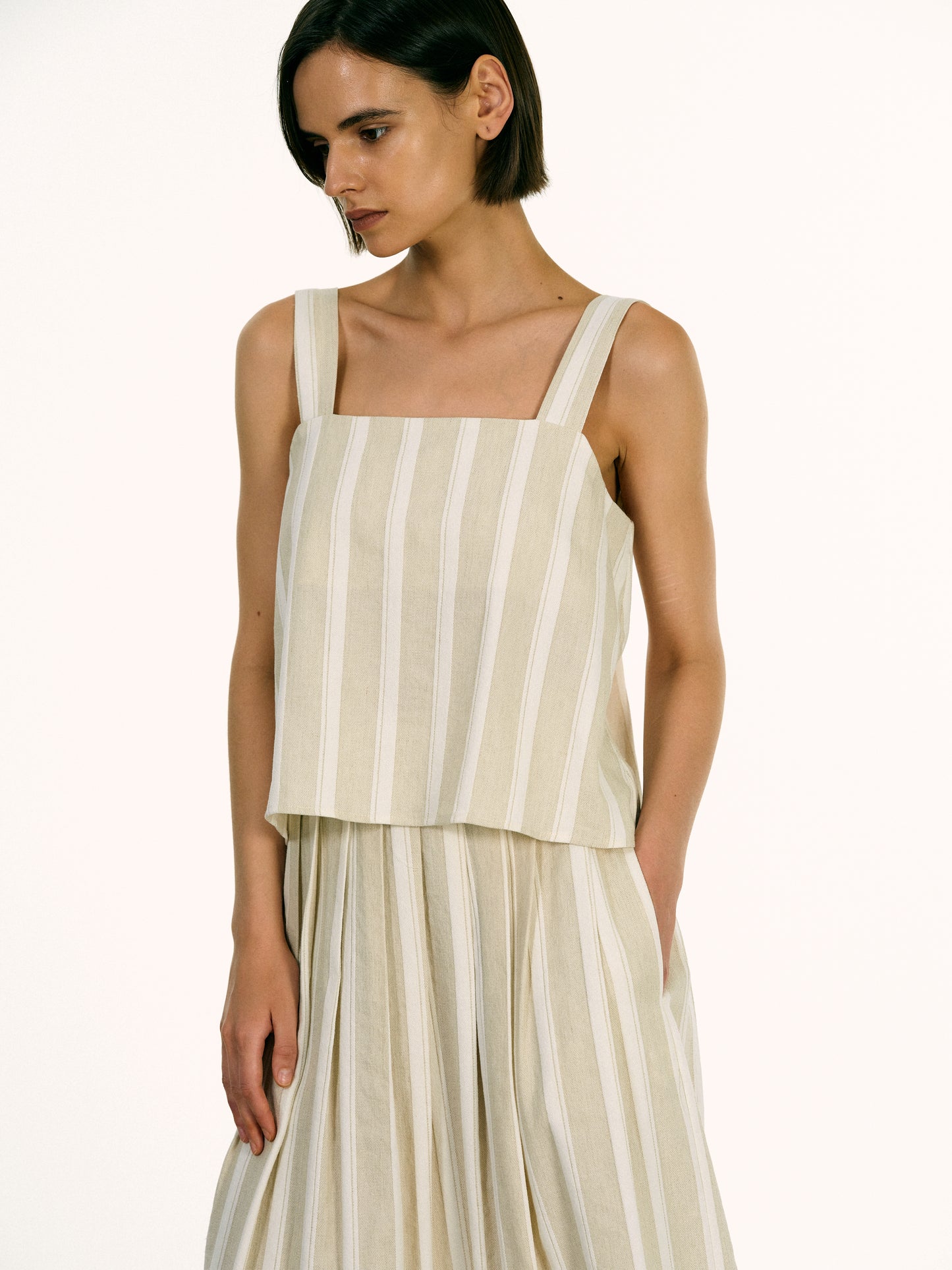 Linen Camisole, Sand Stripe