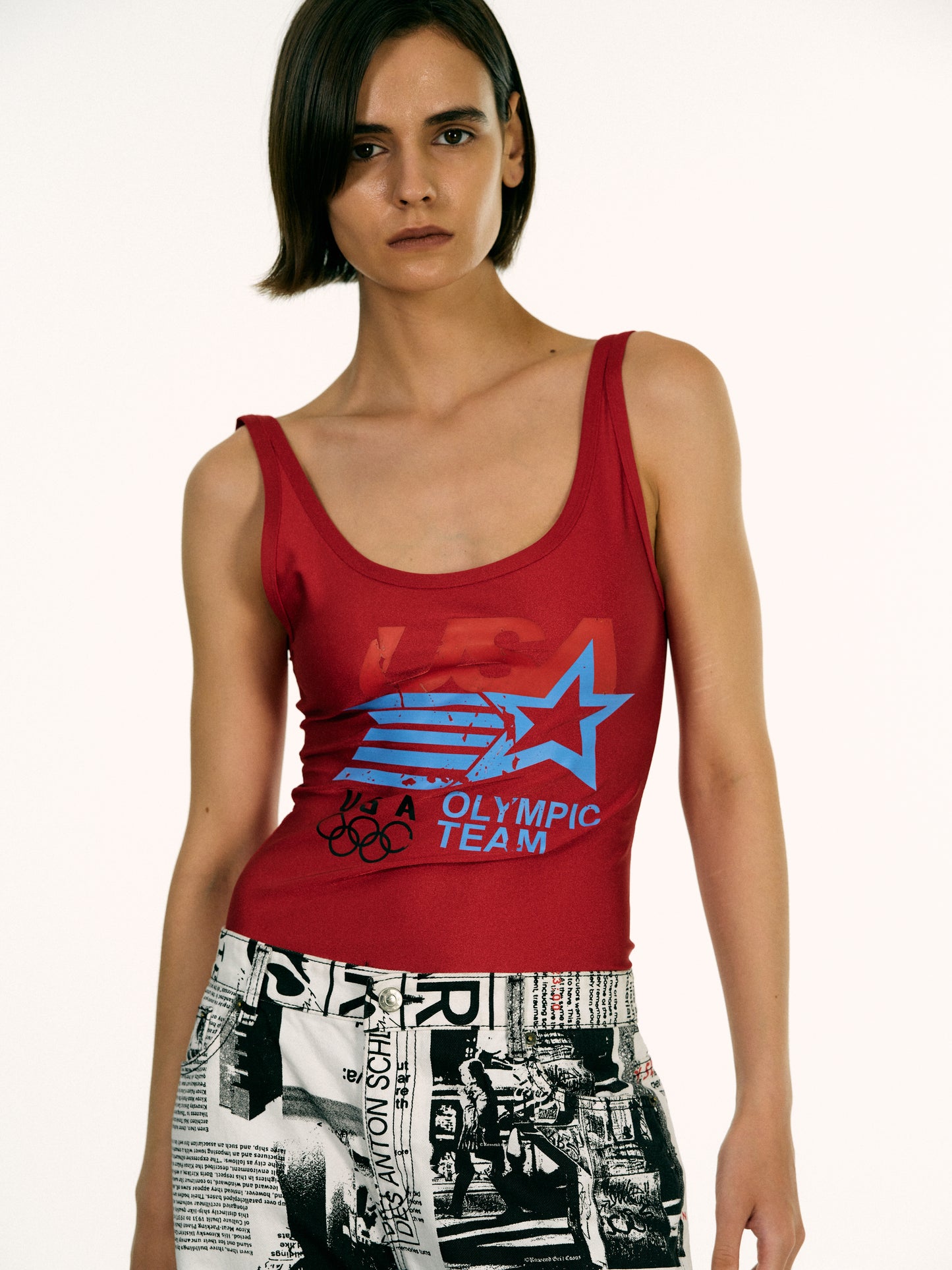 Olympics Graphic Singlet, Red Sheen