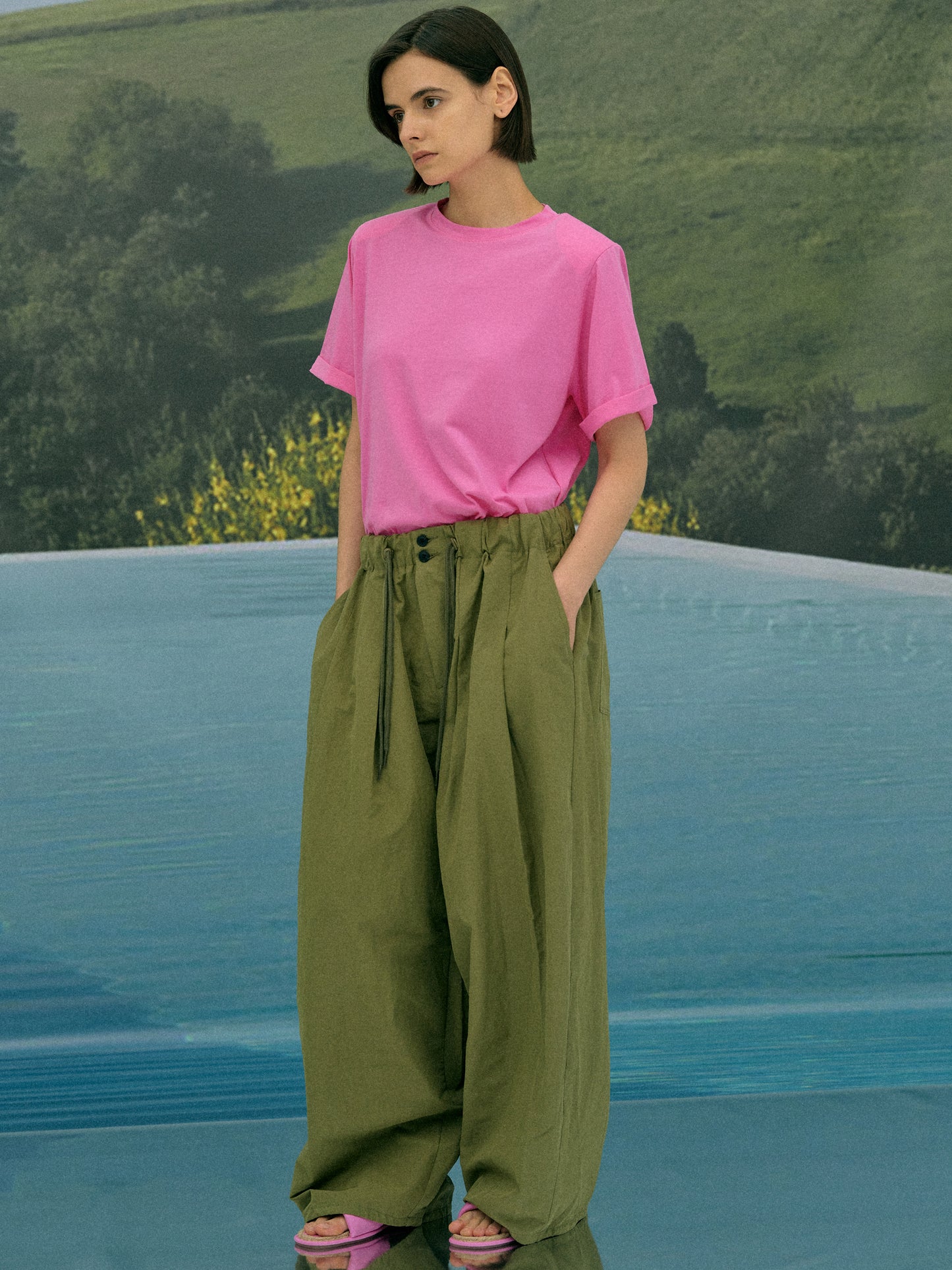Wide Balloon Pants, Chive