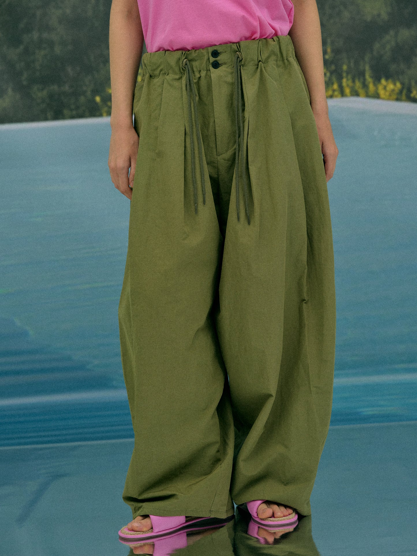 Wide Balloon Pants, Chive