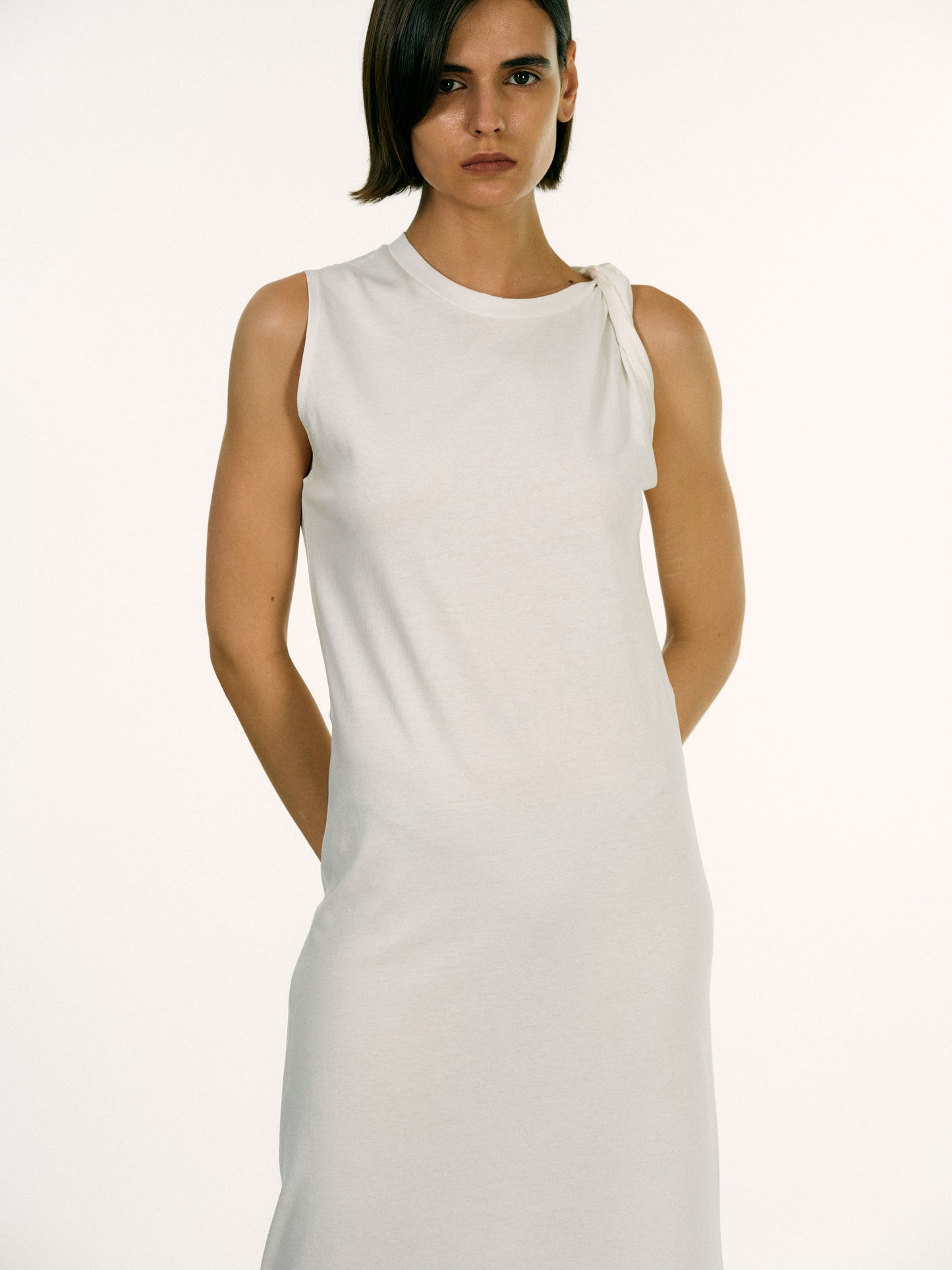 Twist Muscle Dress, White
