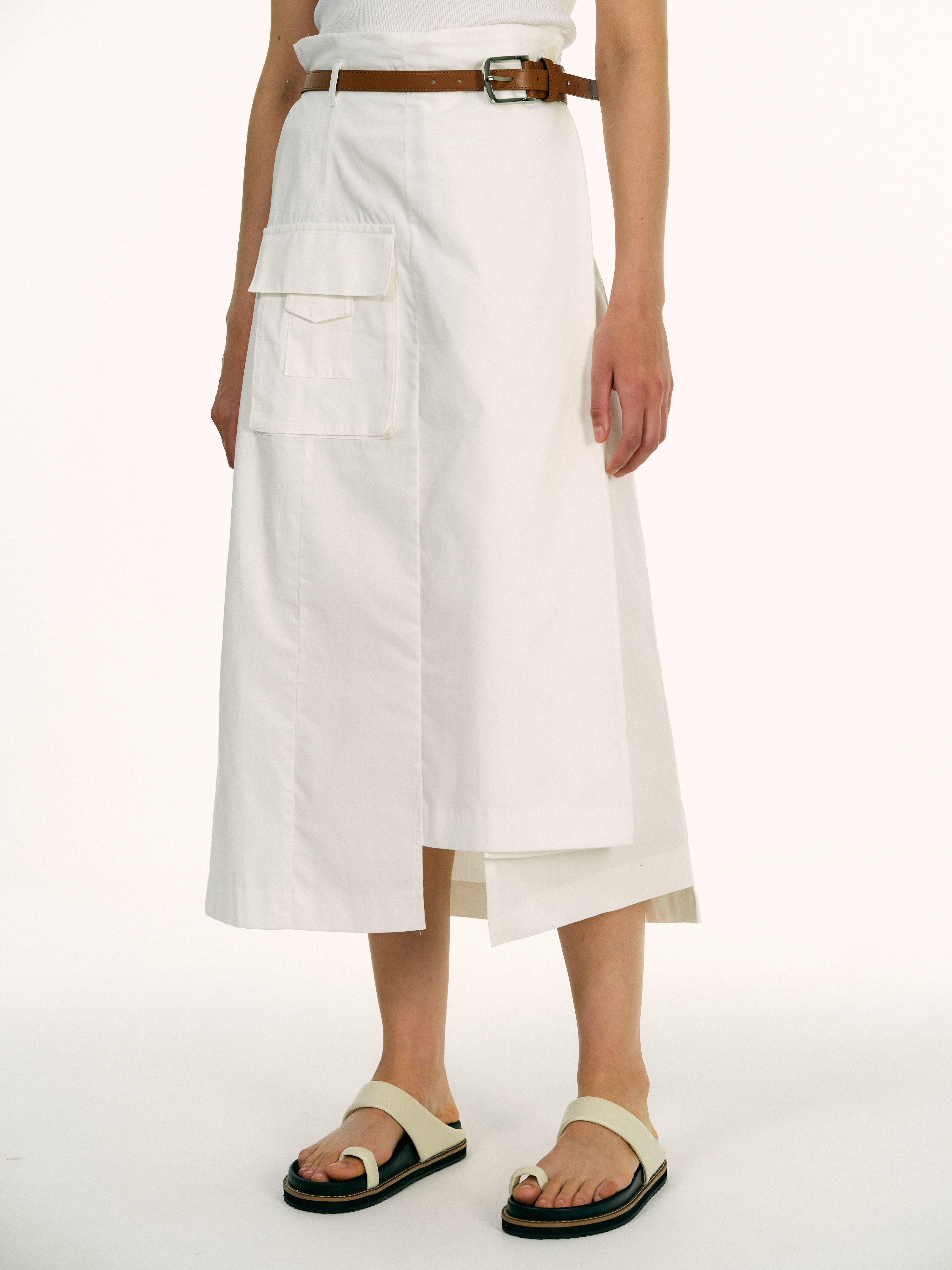 Belted Safari Skirt, White – SourceUnknown