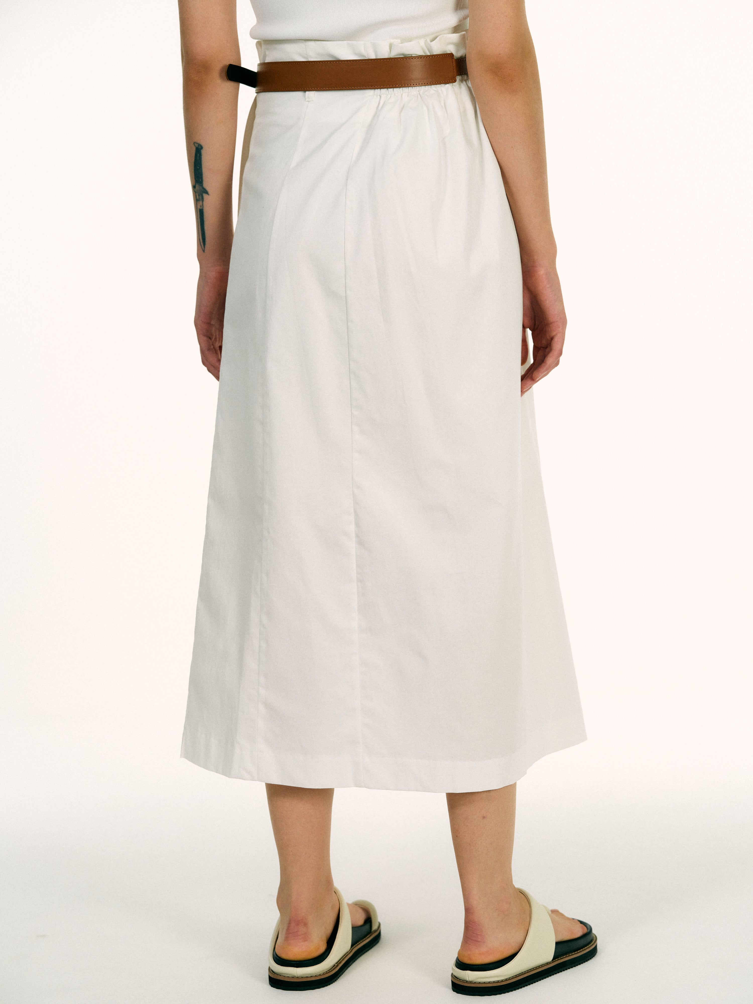Belted Safari Skirt, White – SourceUnknown