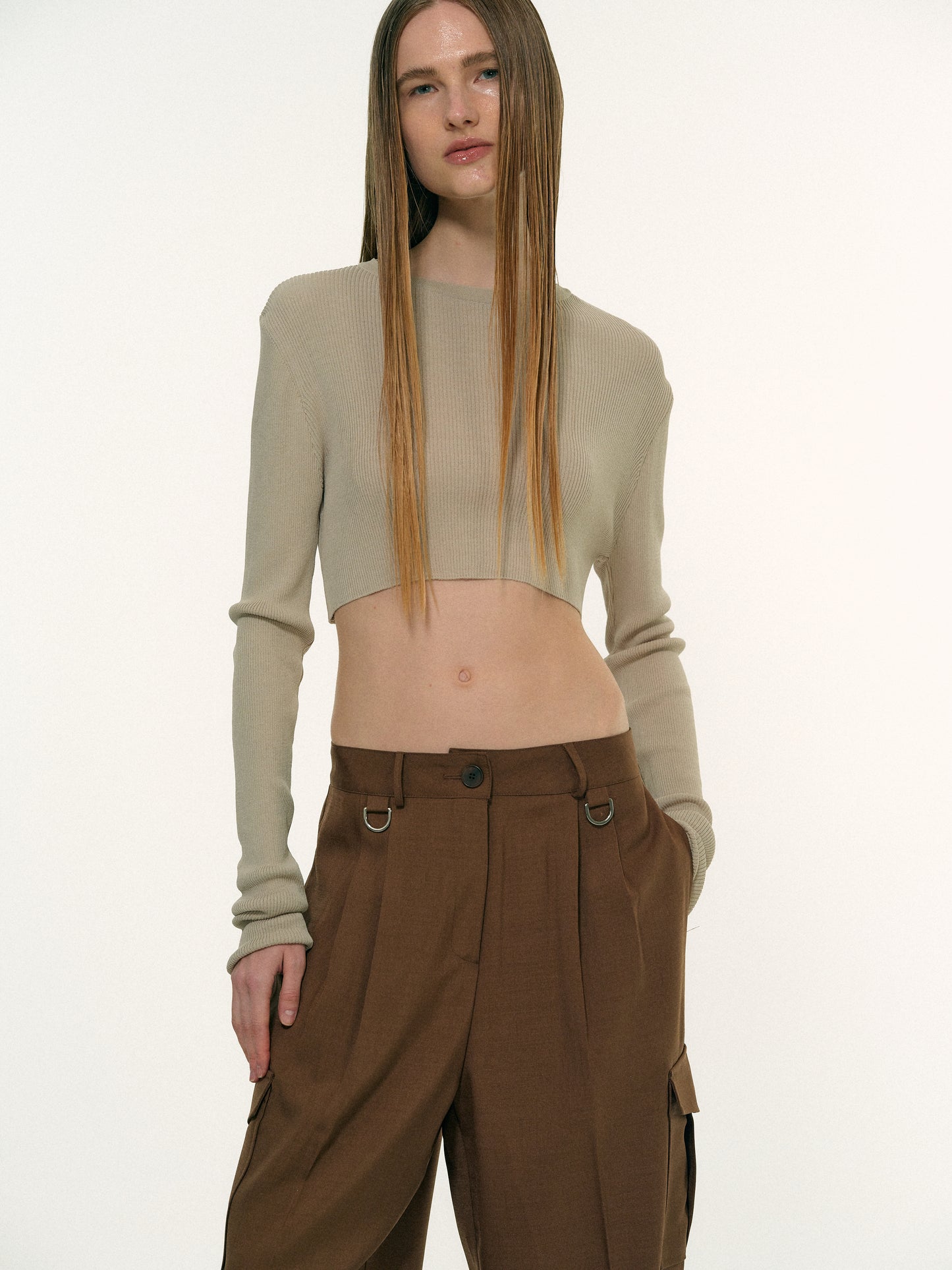 Crop Linen Knit, Taupe
