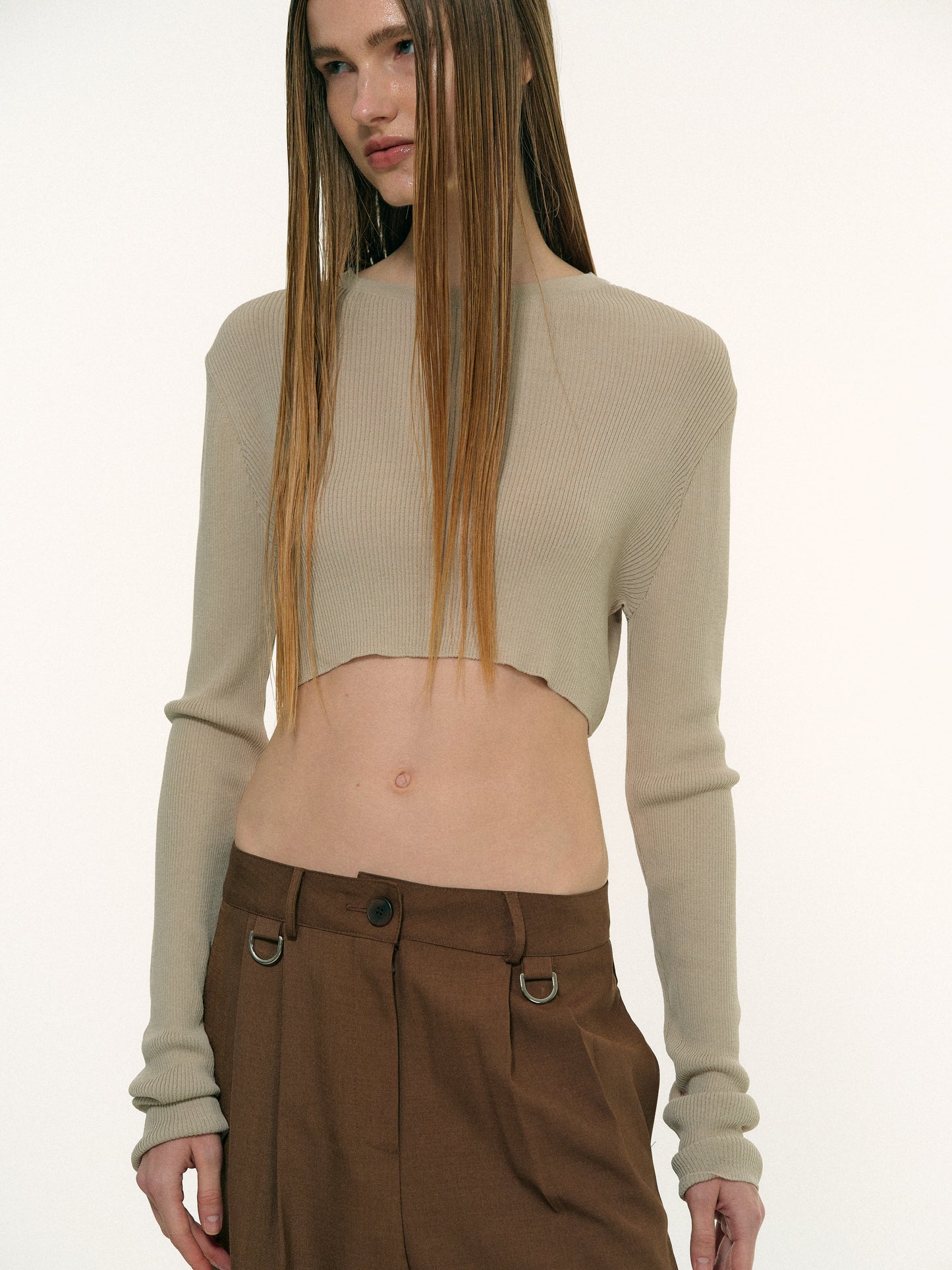 Crop Linen Knit, Taupe