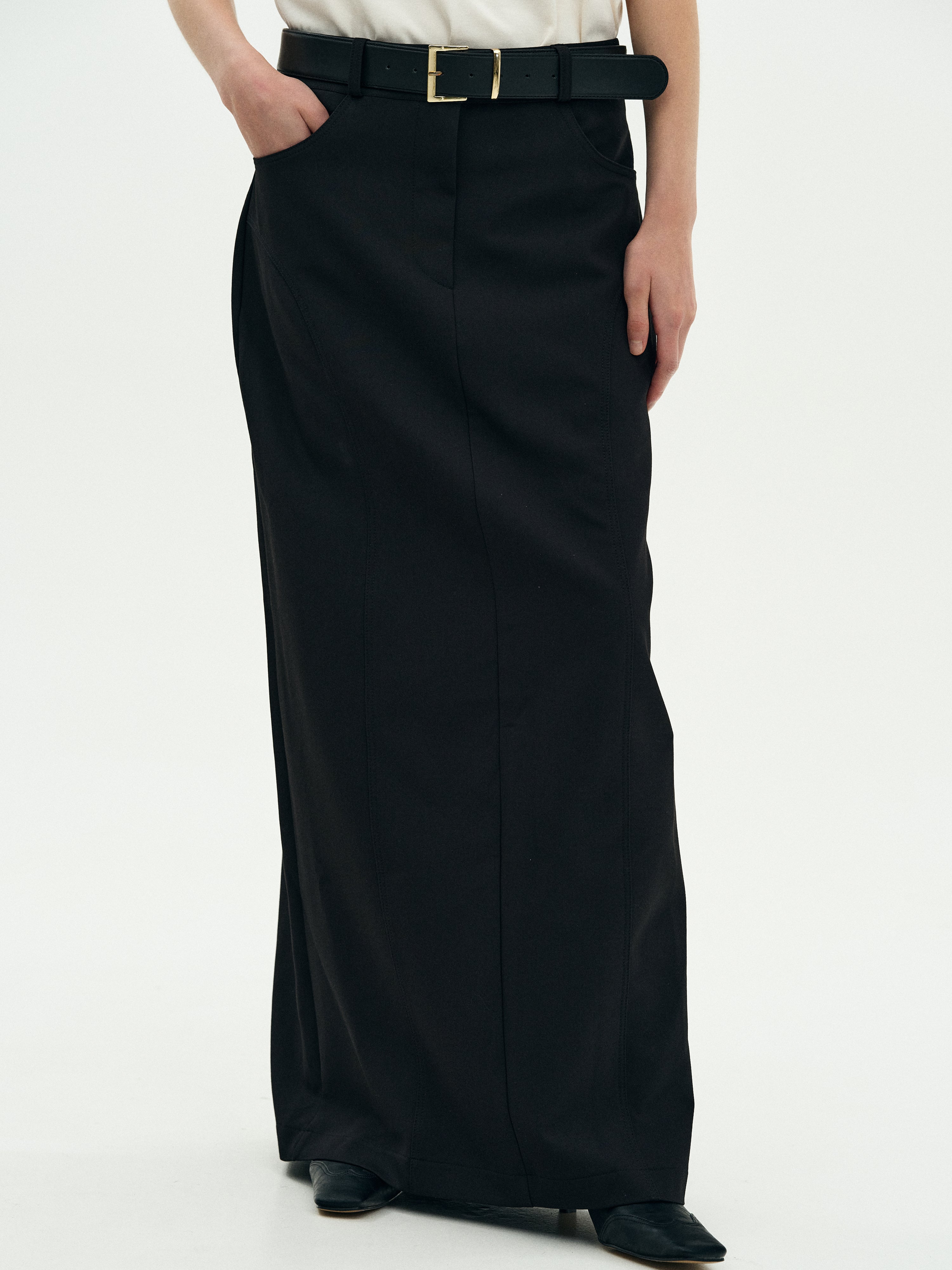 Long Pencil Skirt, Black – SourceUnknown