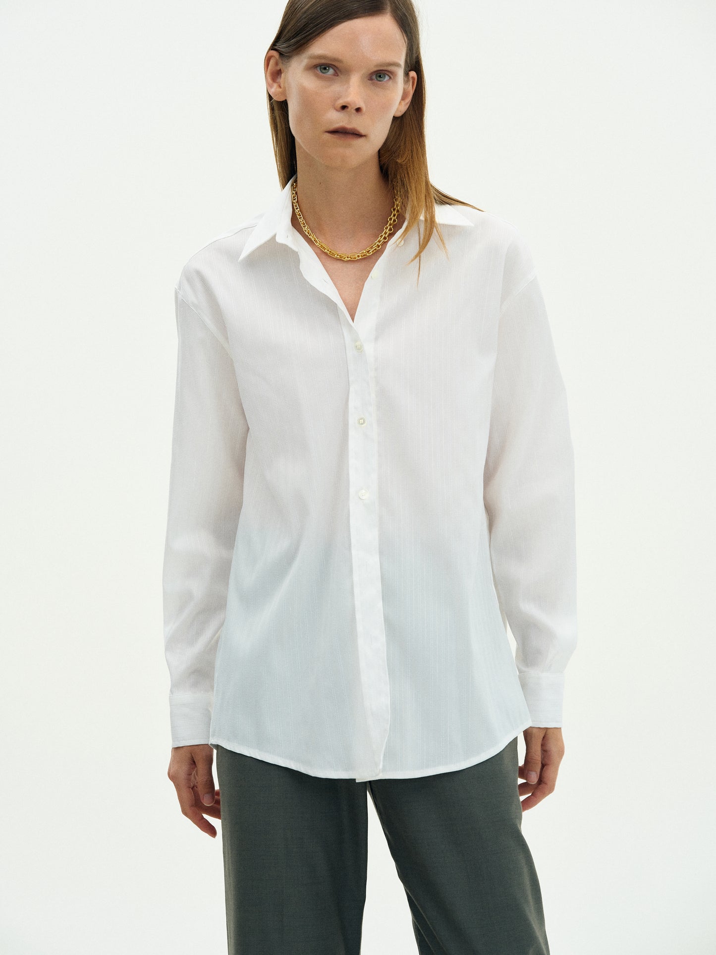Pinstripe Suit Shirt, White