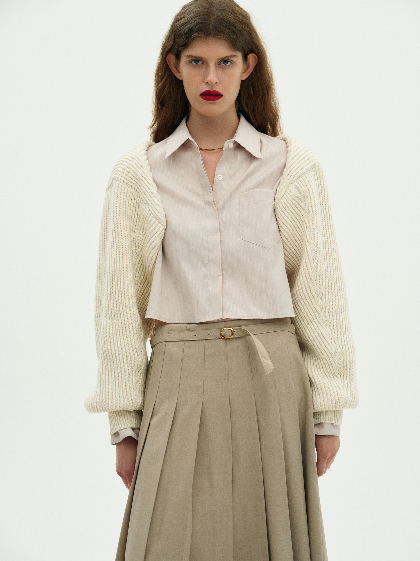 Collar Knit Sleeves, Cream