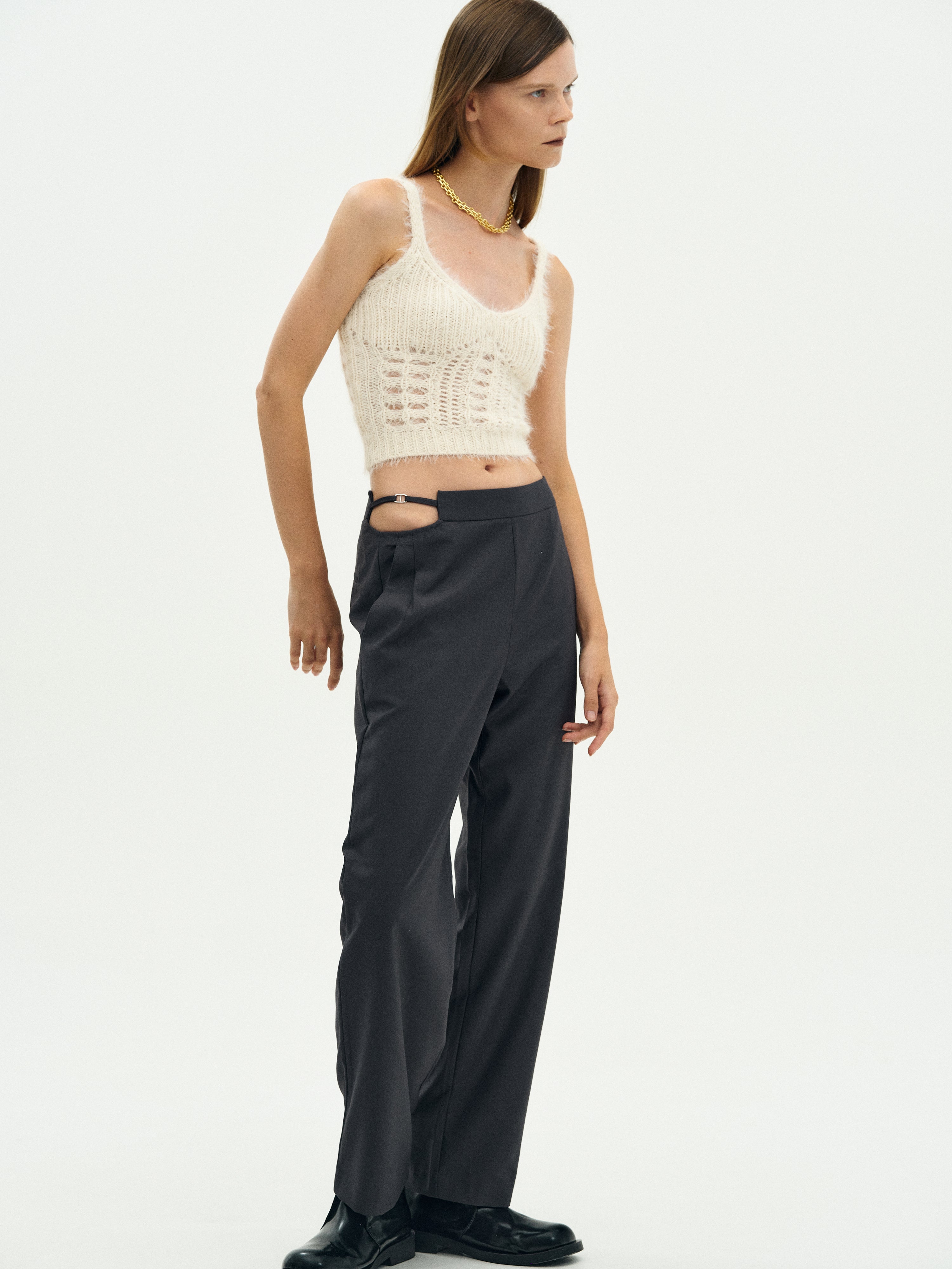 Cut-Out Trousers, Navy – SourceUnknown