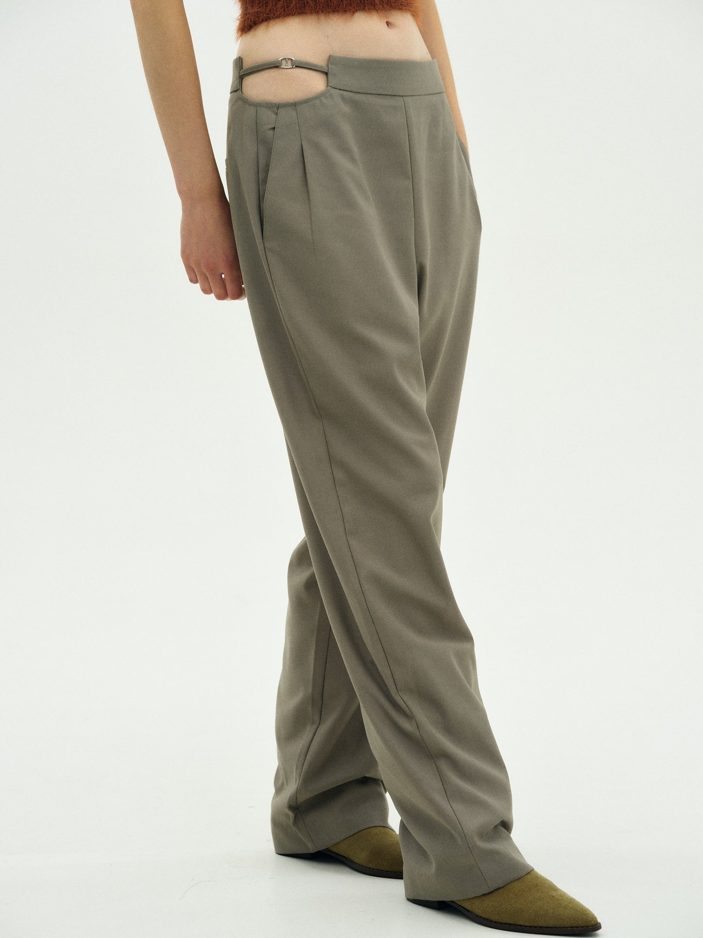 Cut-Out Trousers, Taupe