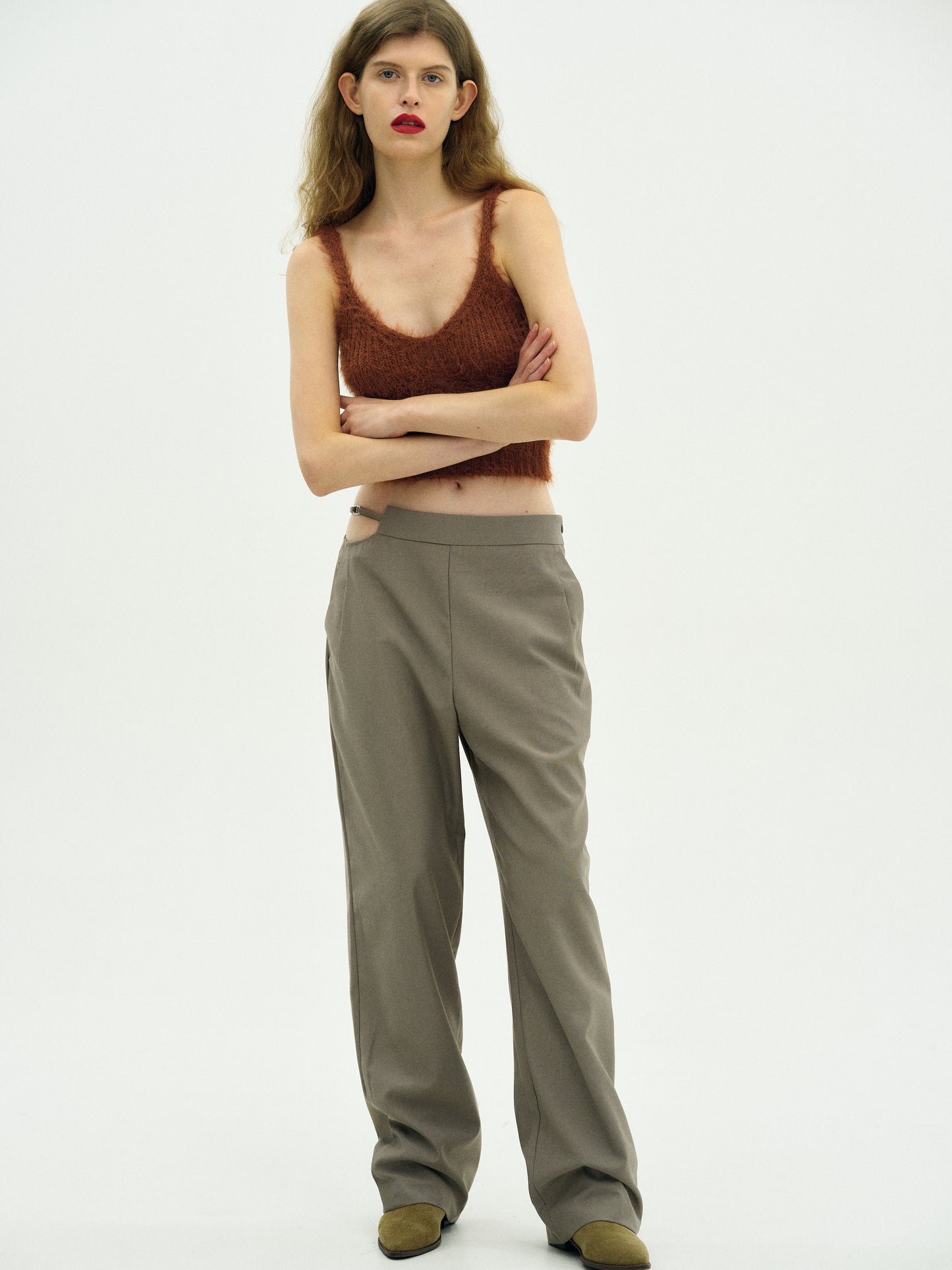 Cut-Out Trousers, Taupe