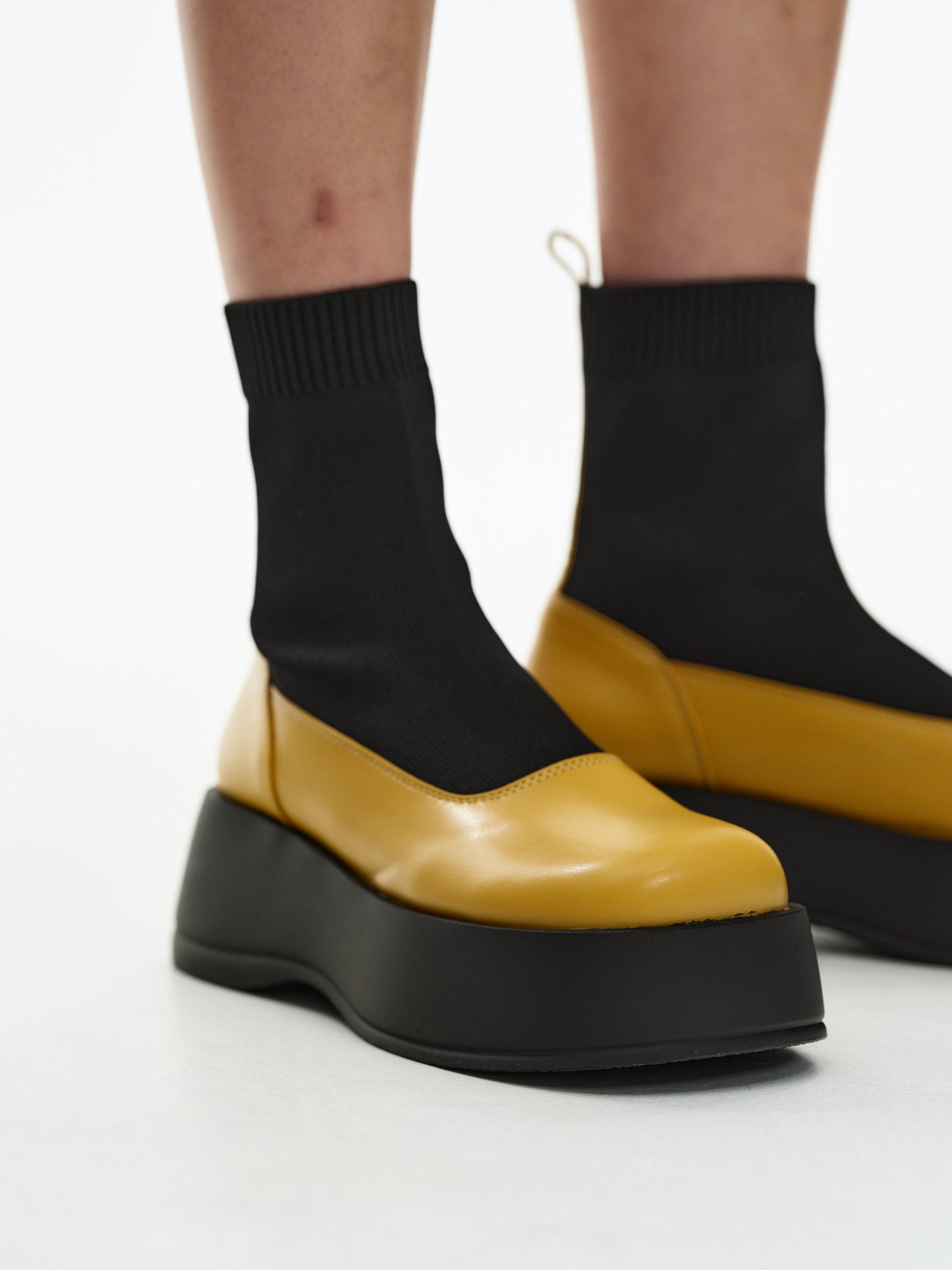Platform Sock Boots, Mustard