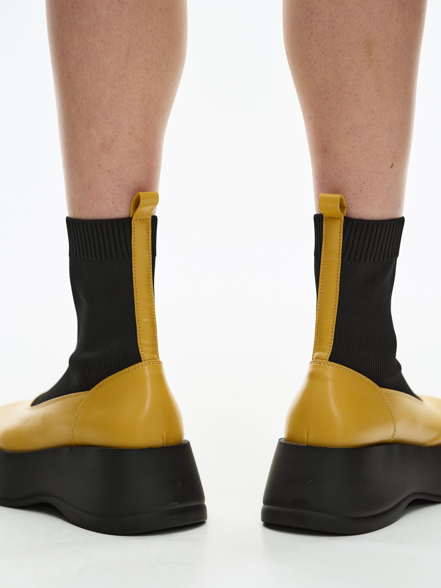 Platform Sock Boots, Mustard