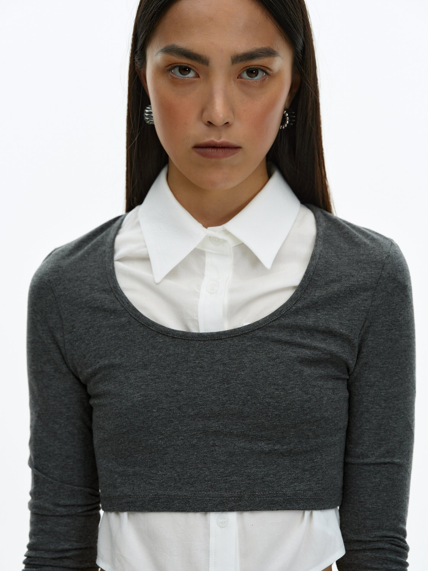 Cropped Modal Tee, Charcoal