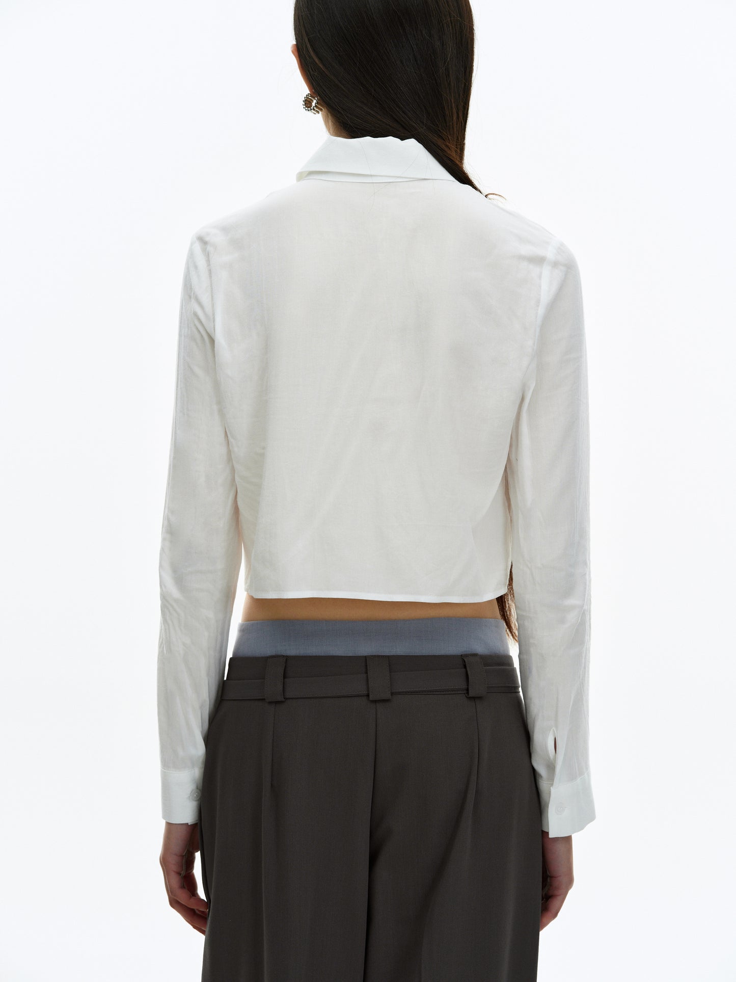 Cropped Suit Shirt, White