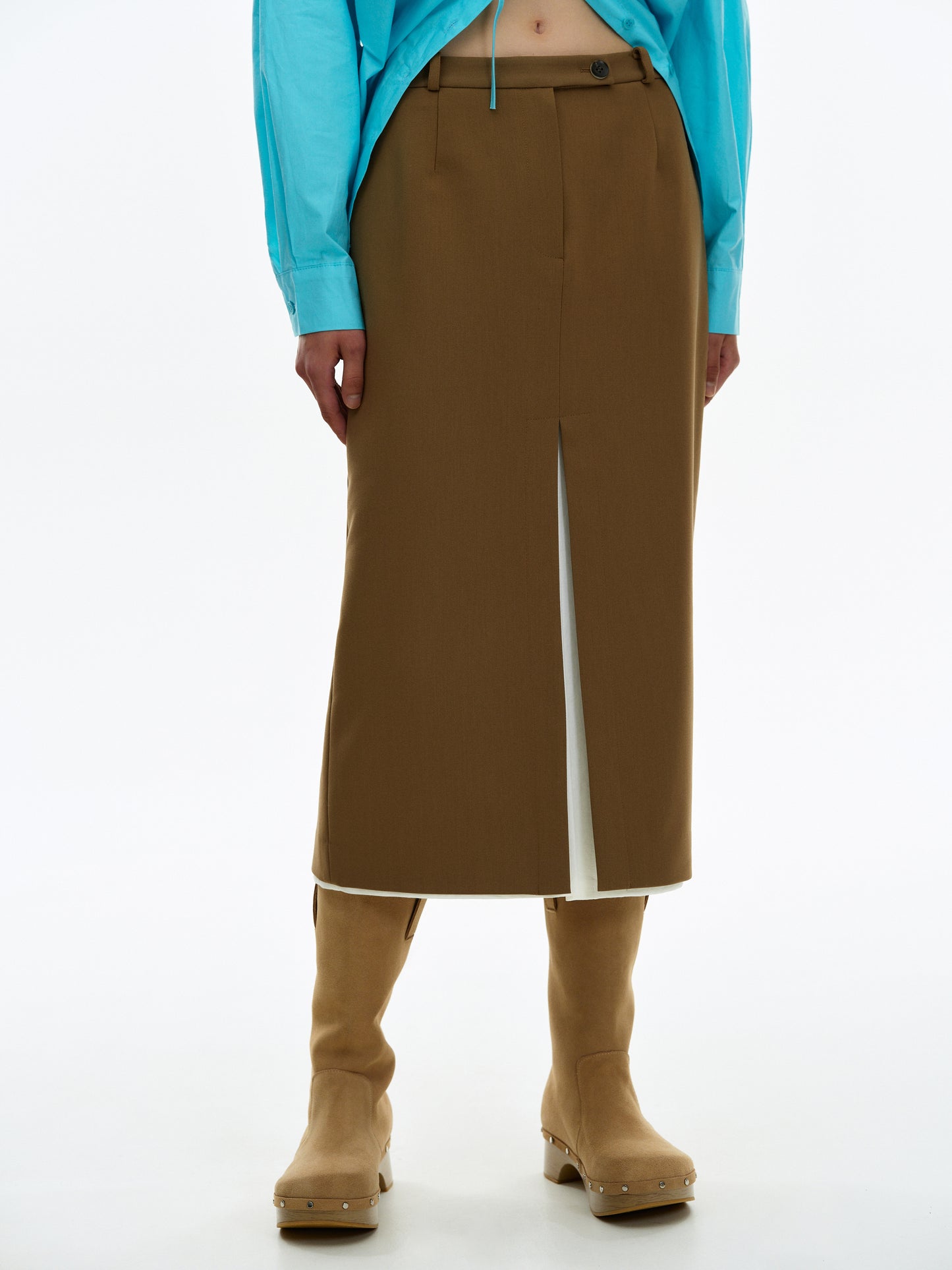Duo Paneled Skirt, Brown