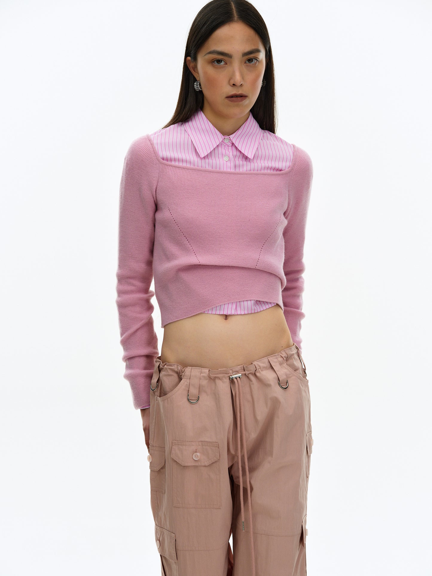 Cashmere-Wool Rib Knit, Pink