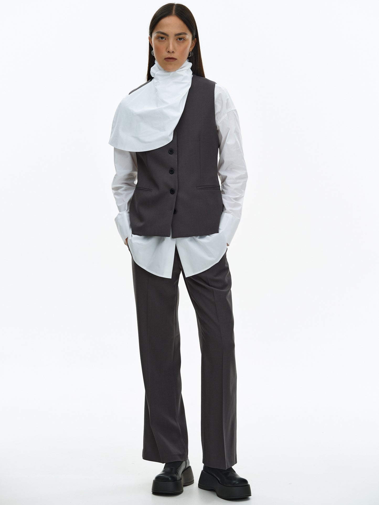 Boxy Suit Vest, Asphalt