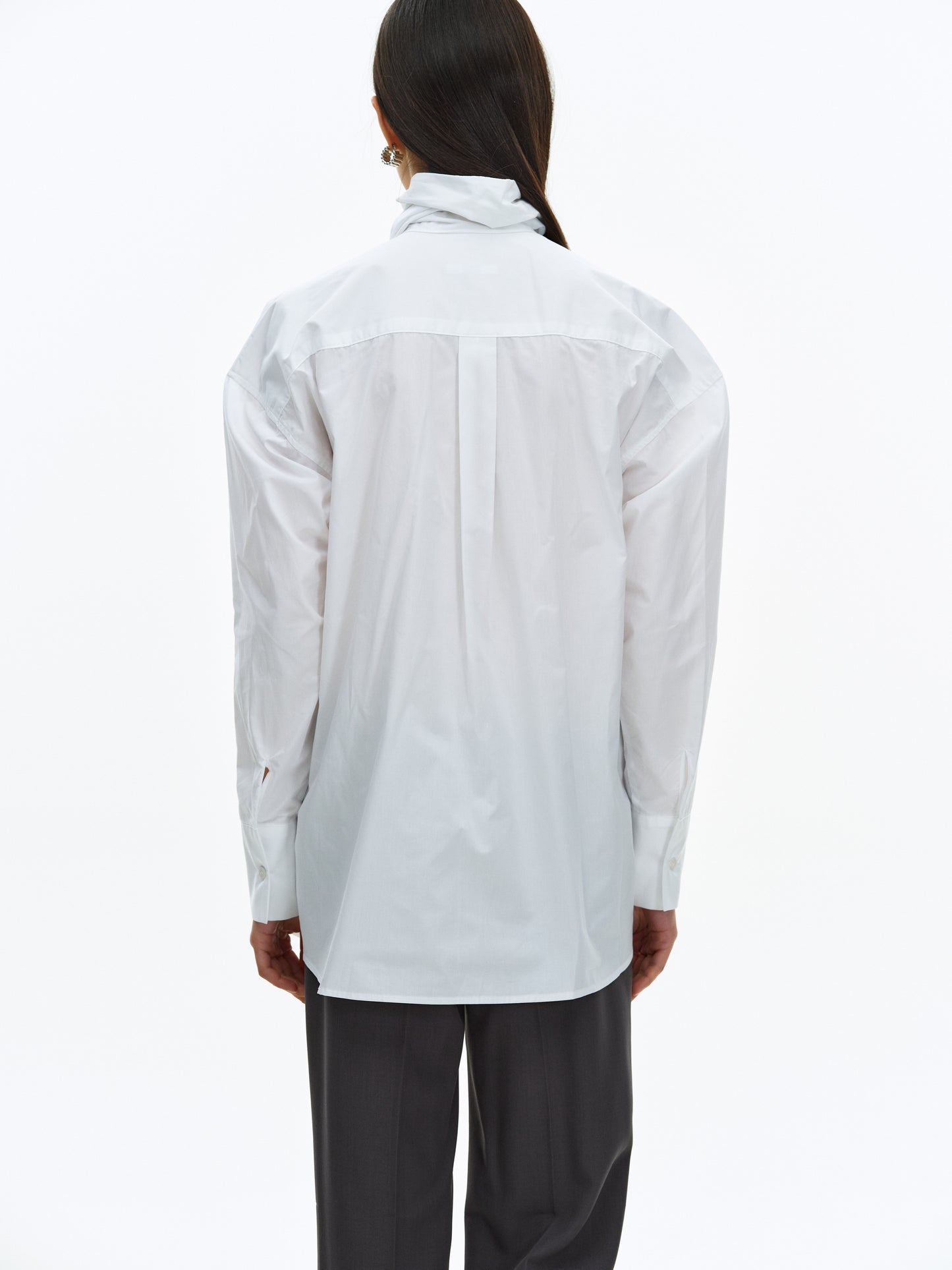 Two-Way Scarf Shirt, White