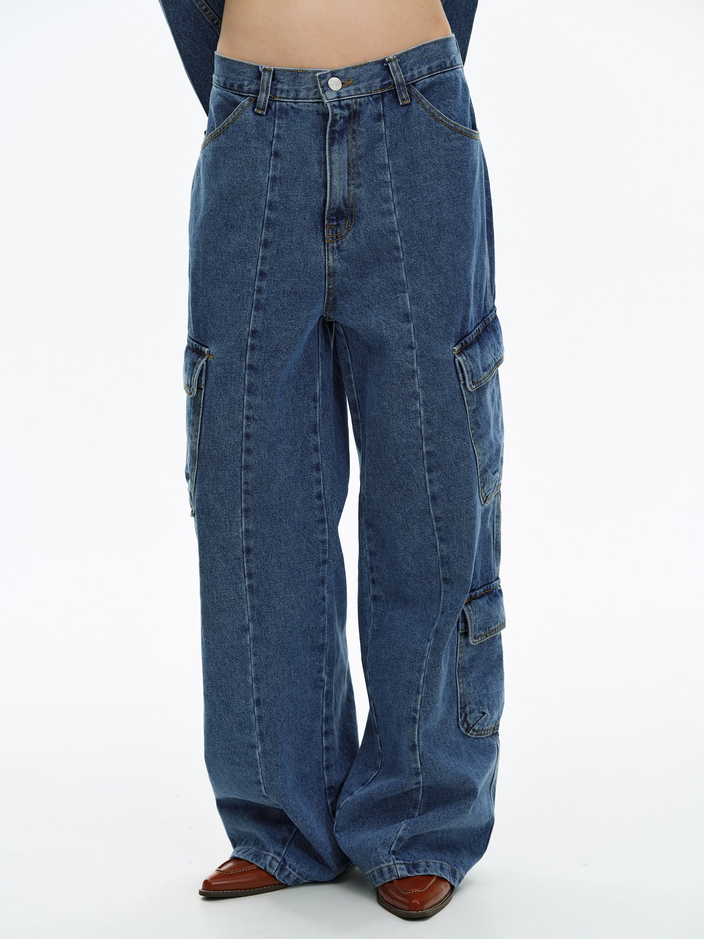 Workwear Cargo Jeans, Indigo Blue