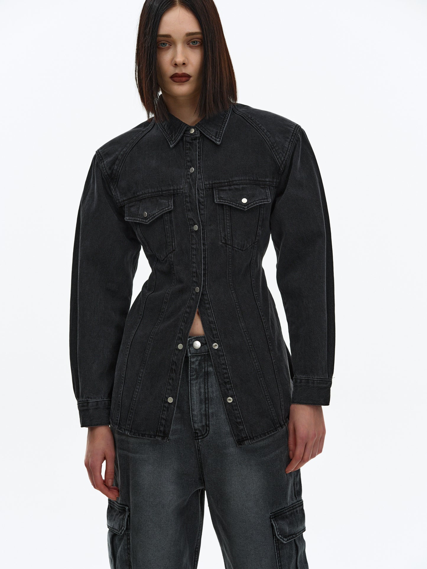 Denim Outershirt Jacket, Washed Black