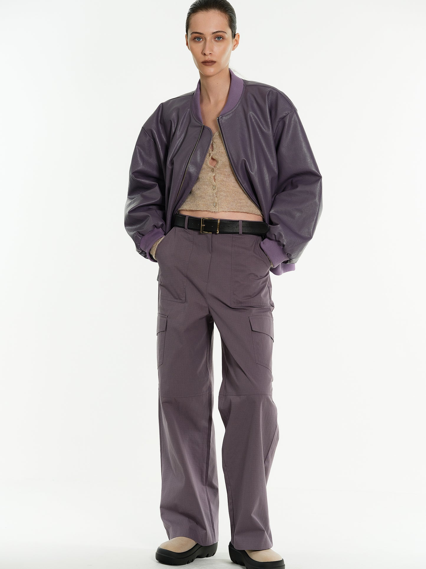 Paneled Cargo Pants, Lavender