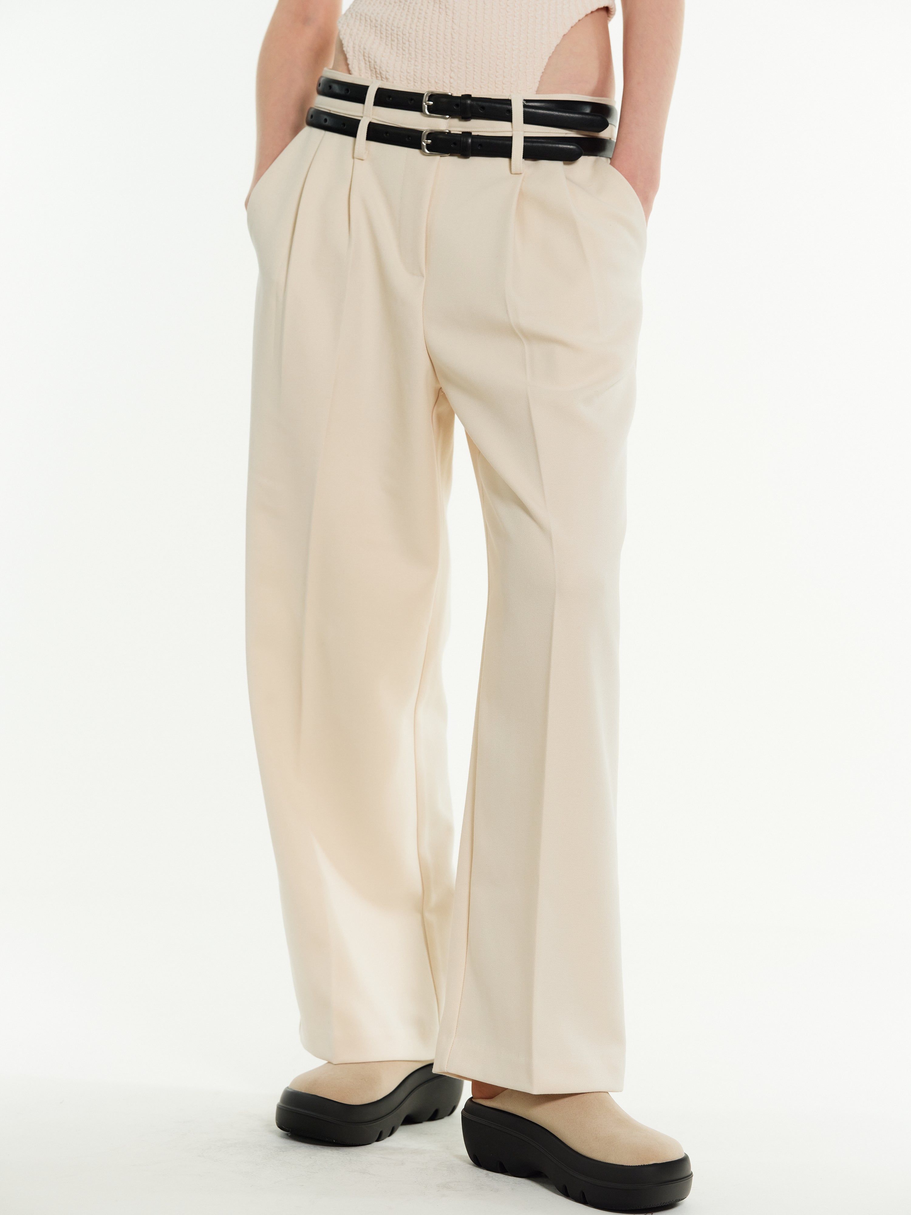 Shortened trousers in soft double fabric | Trousers & Jeans | Fashion