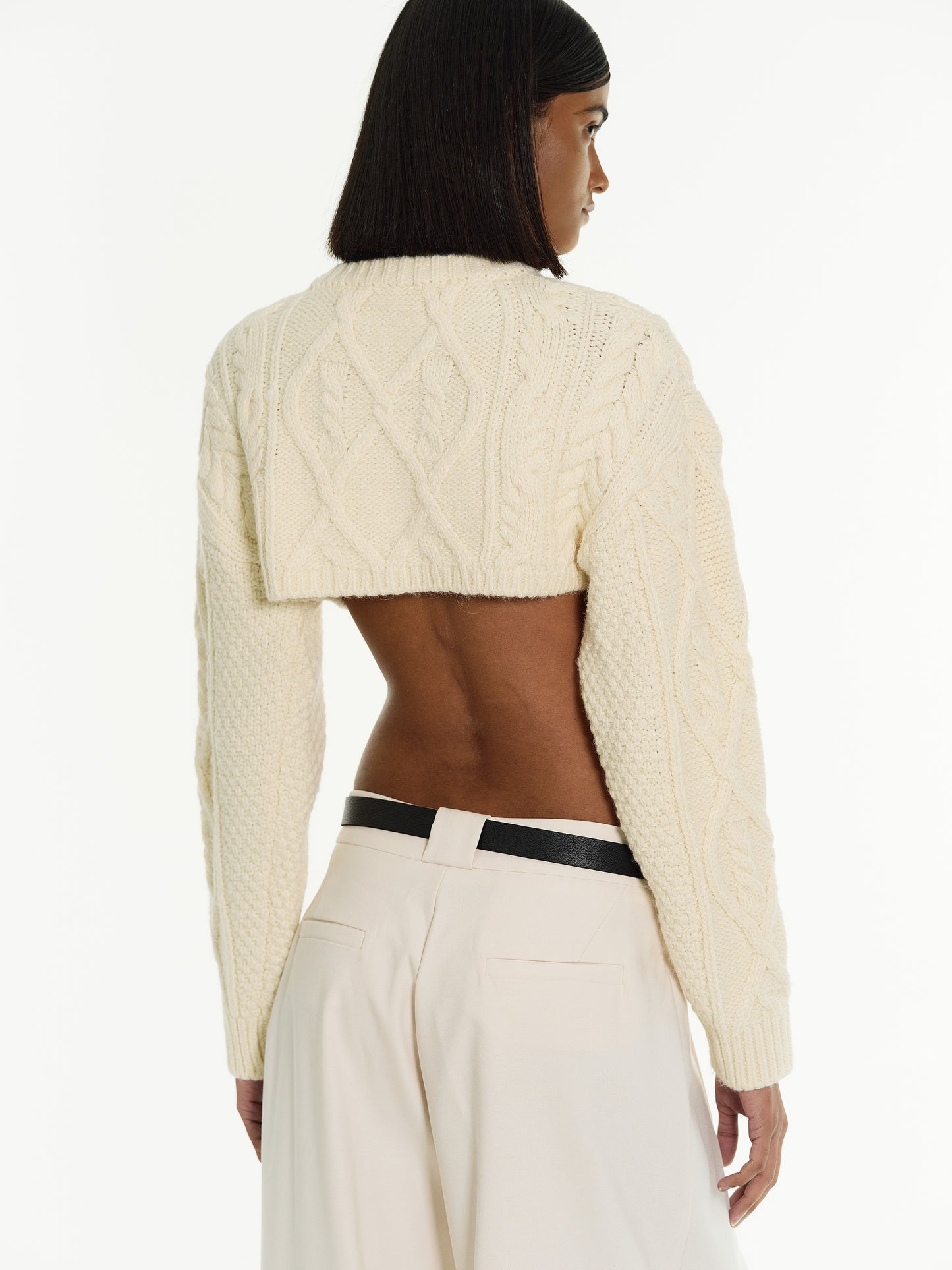 Cropped Cable Knit, Ivory