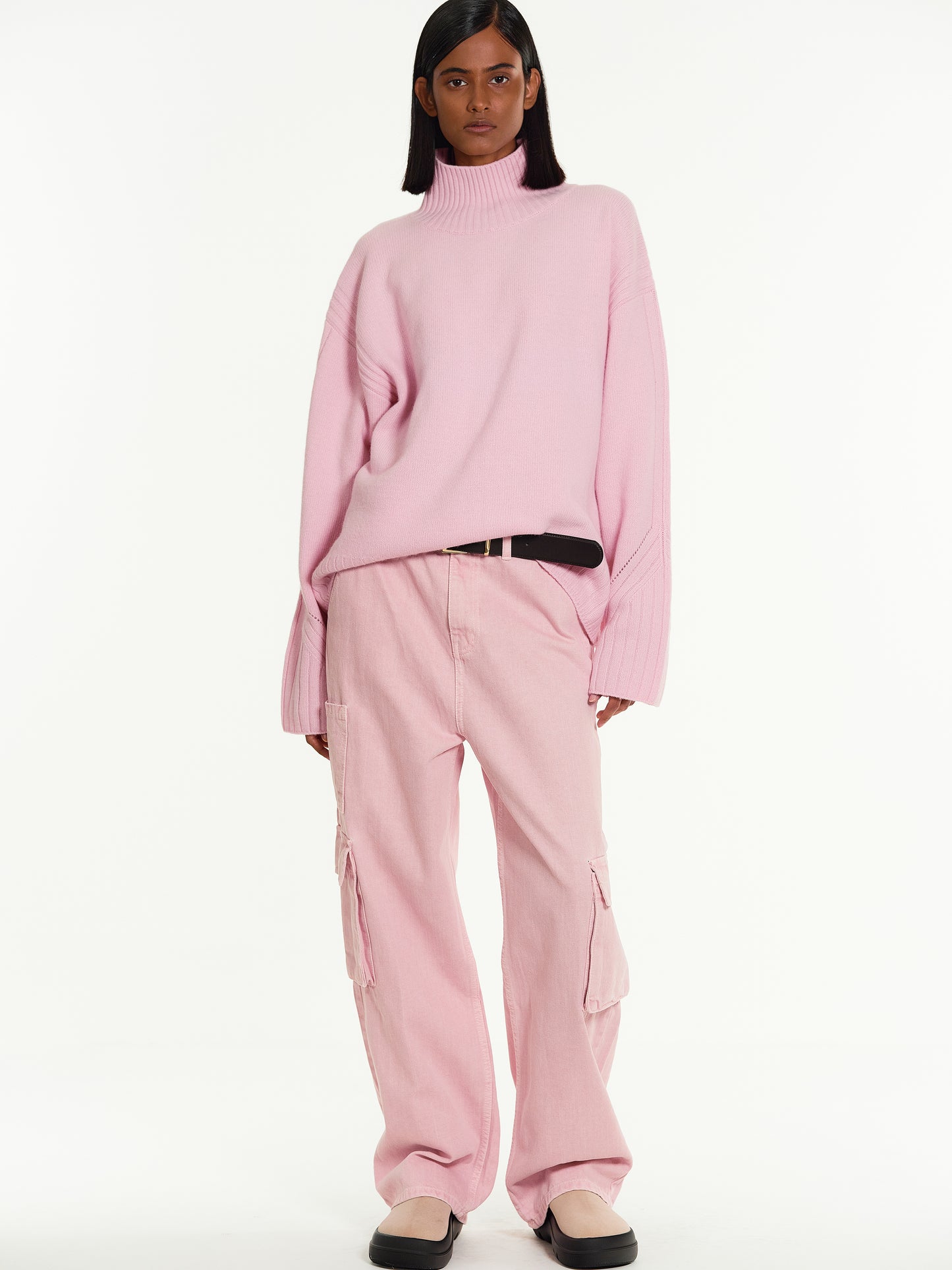 Cashmere Turtleneck Sweater, Pink