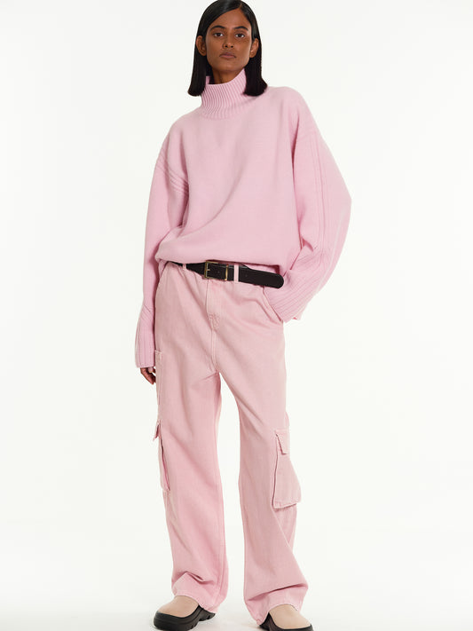 Garment-Dyed Cargo Jeans, Pink