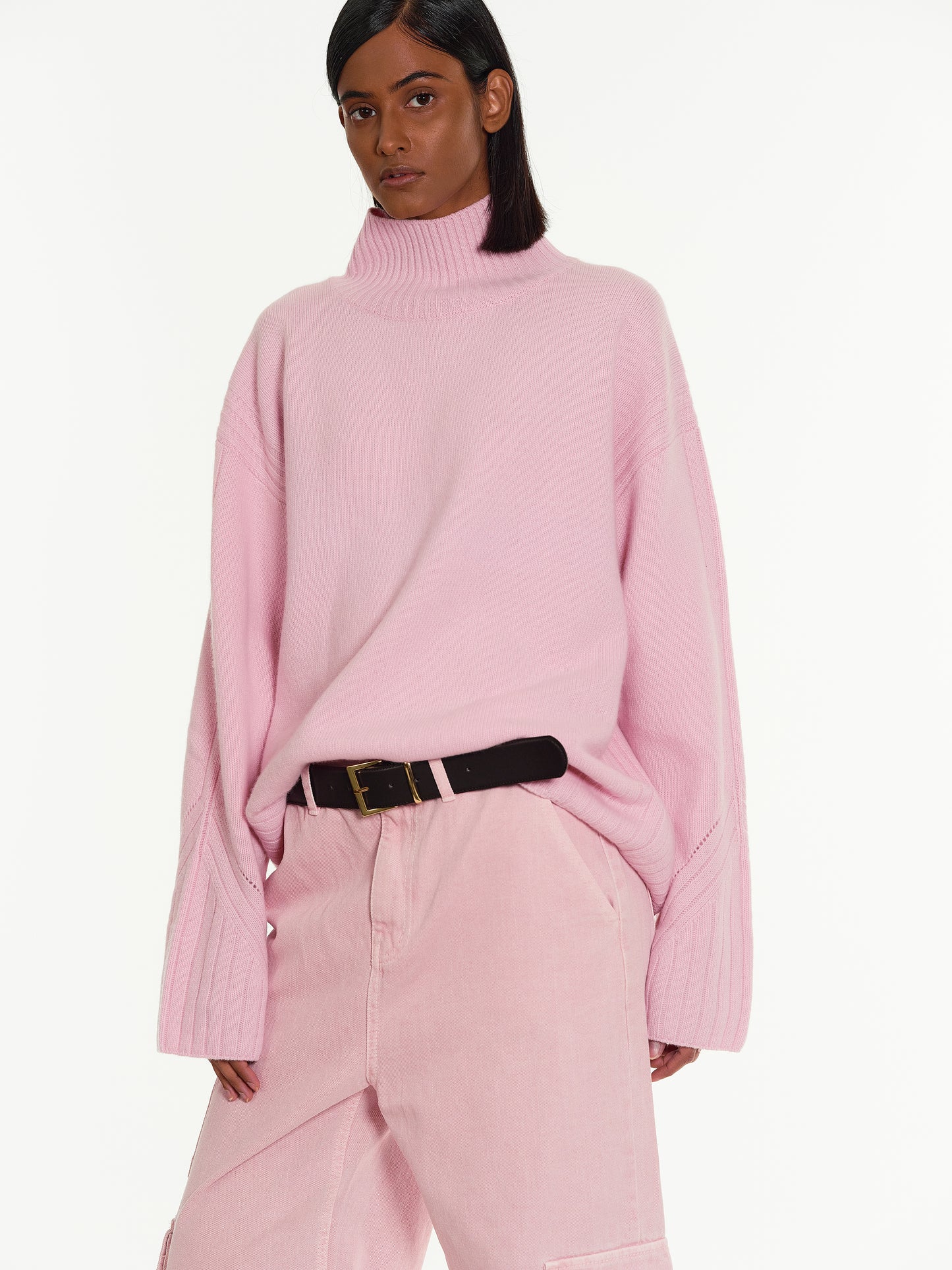 Cashmere Turtleneck Sweater, Pink