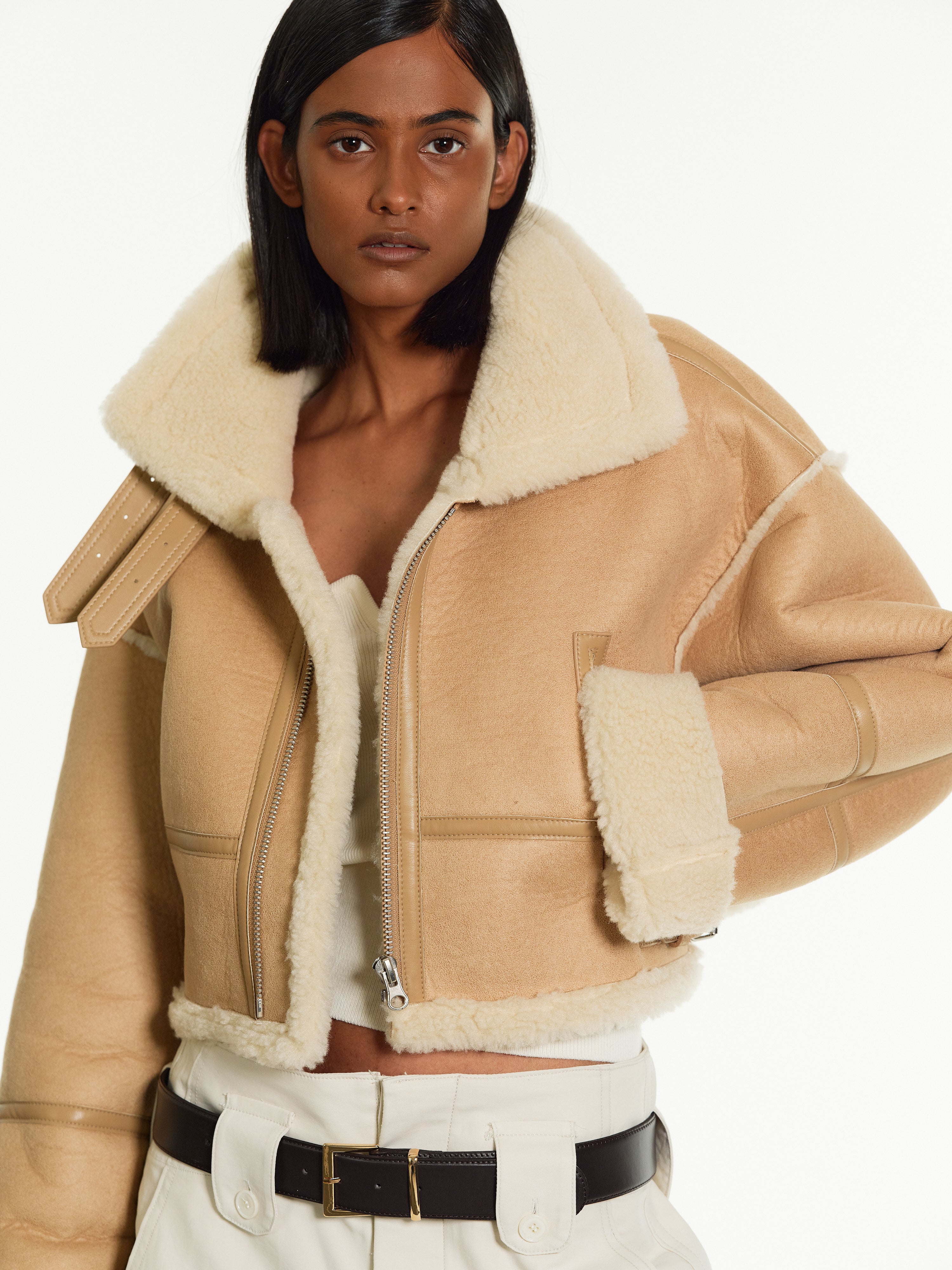 Cropped hot sale camel jacket