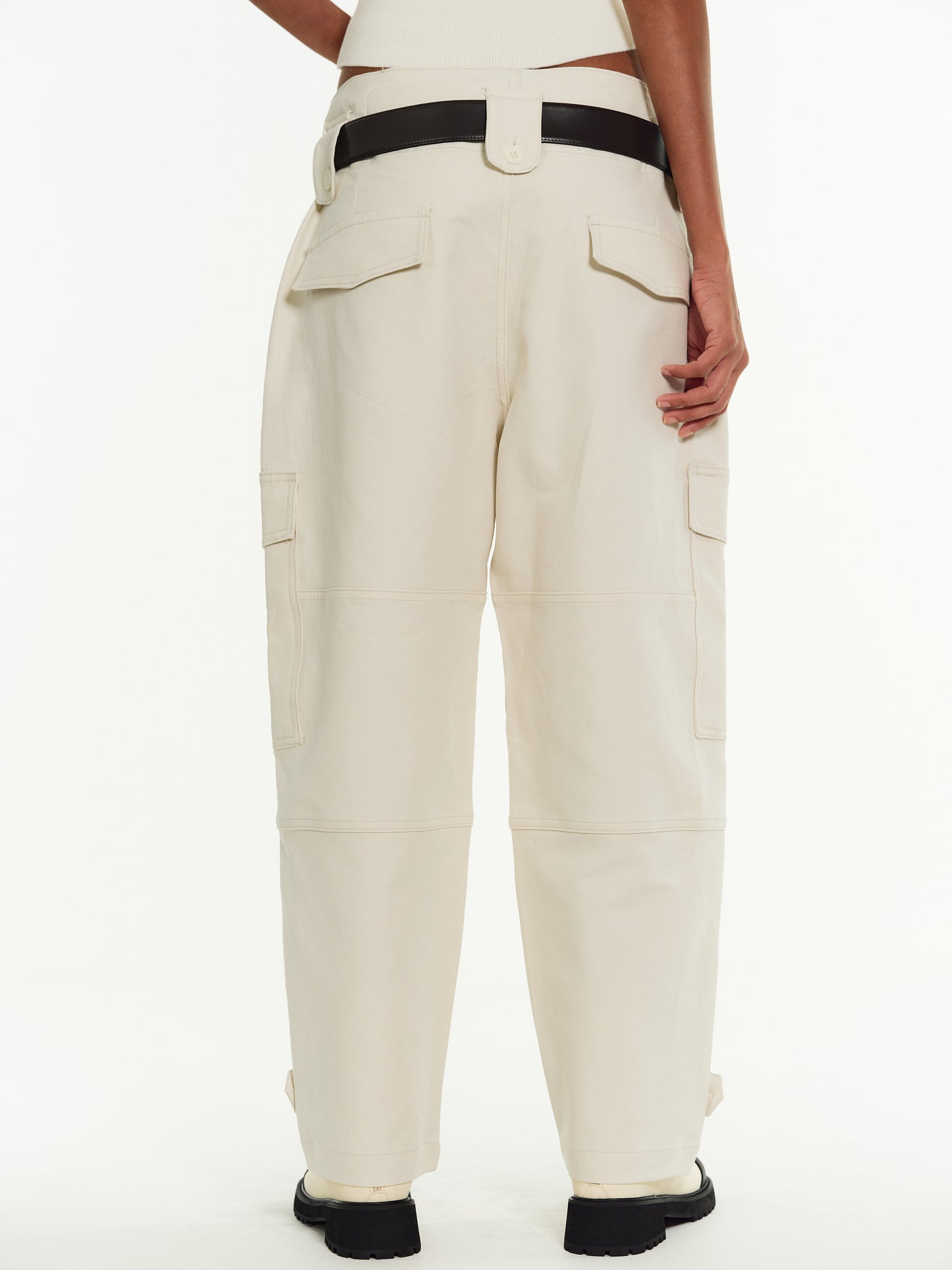 Button-Tab Cargo Pants, Ivory