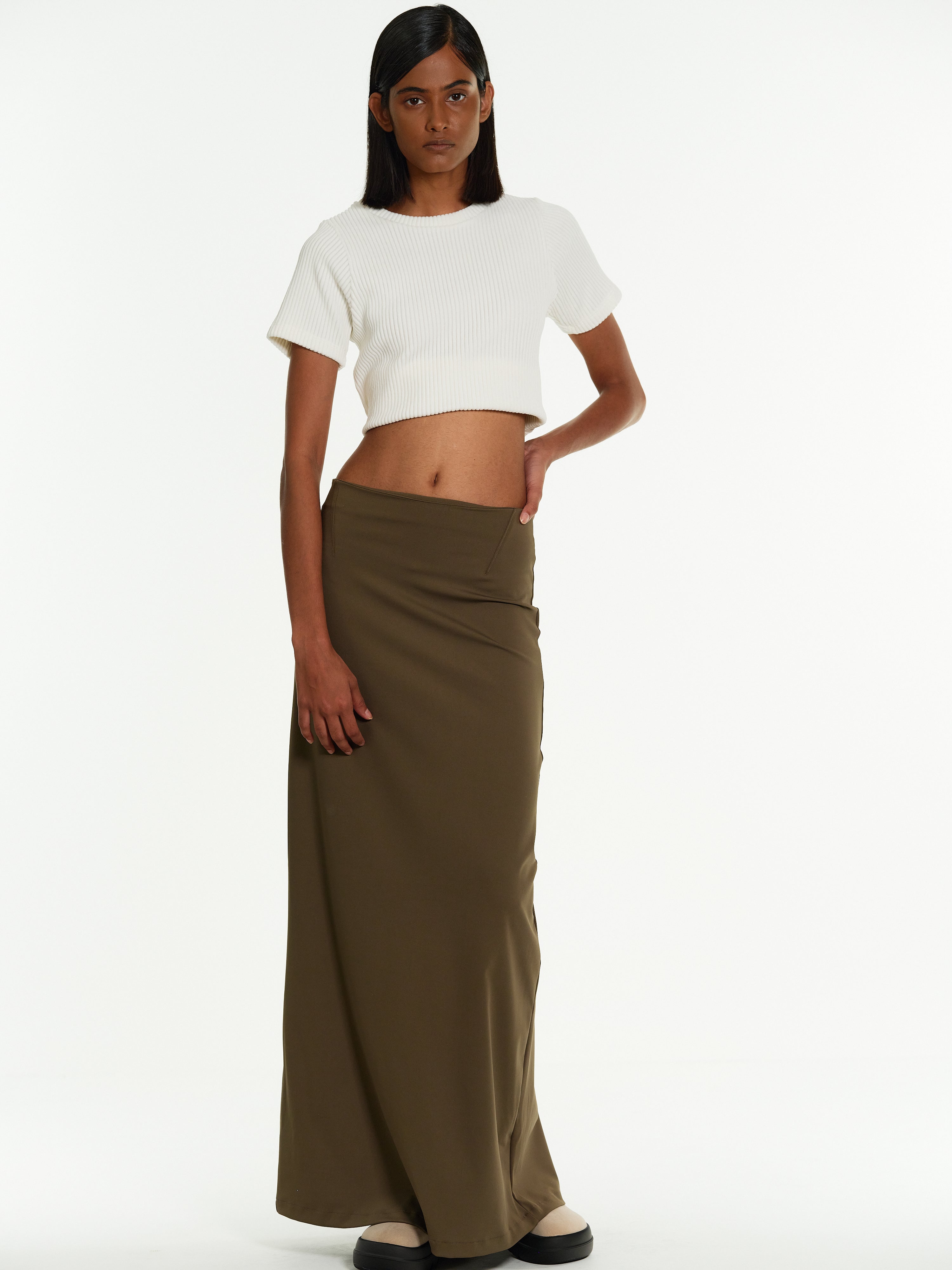 Jersey Maxi Skirt Olive