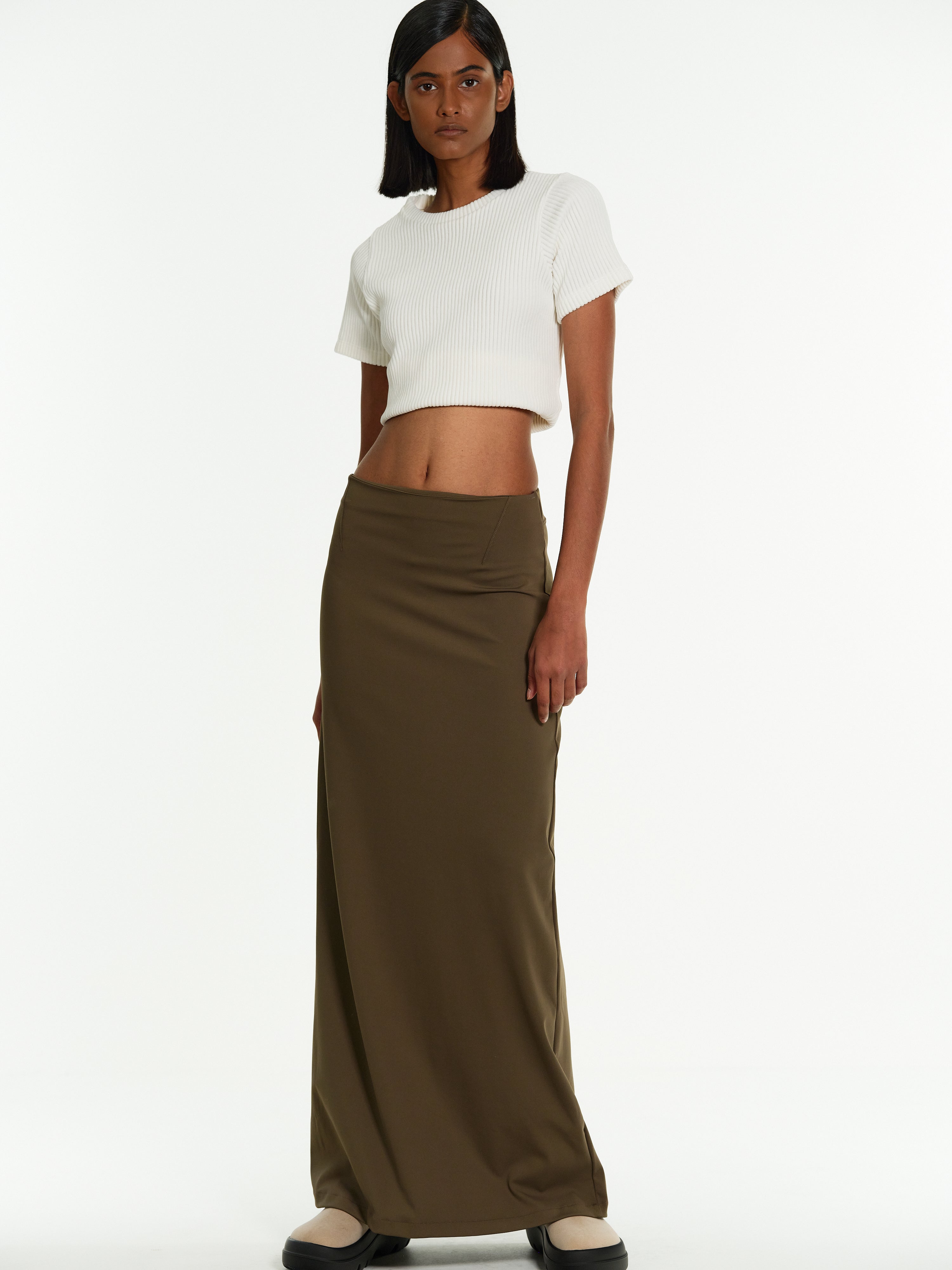 Khaki green outlet maxi skirt