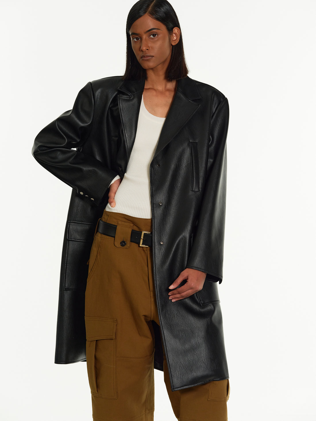 Long Leather Jacket, Black – SourceUnknown