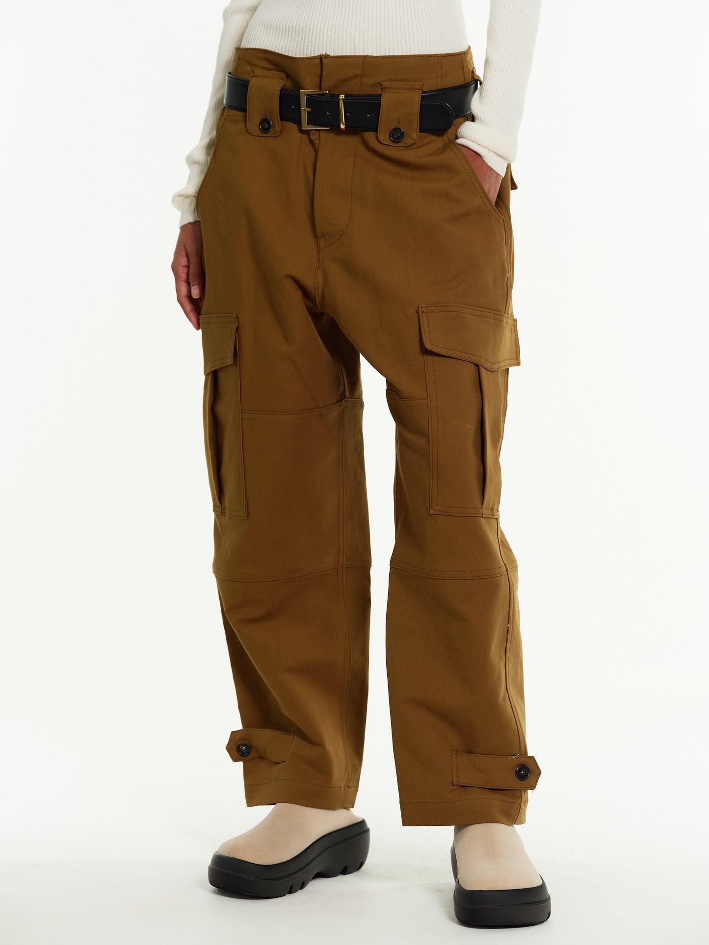 Button-Tab Cargo Pants, Caramel – SourceUnknown