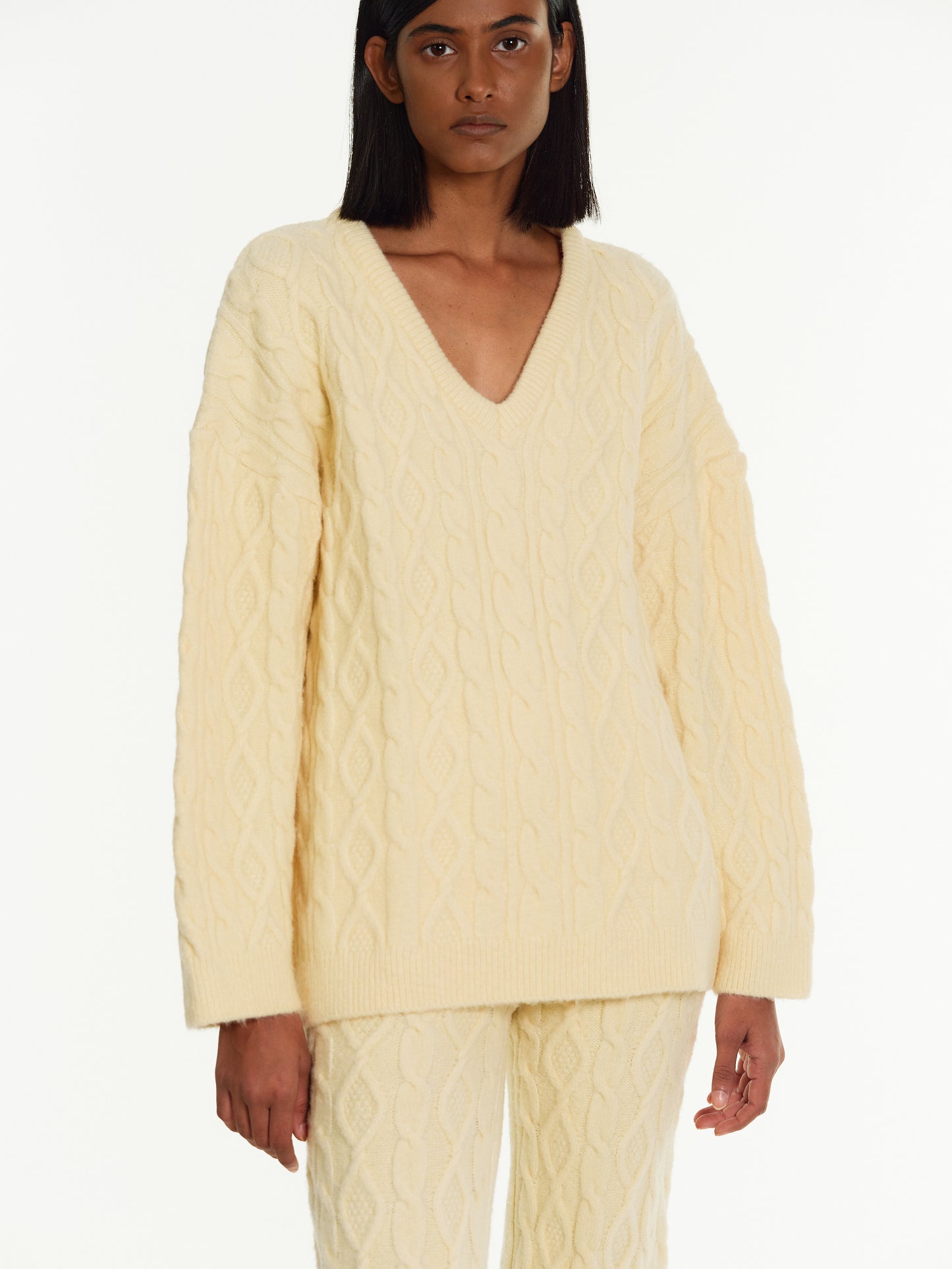 Cable Knit Sweater, Eggnog