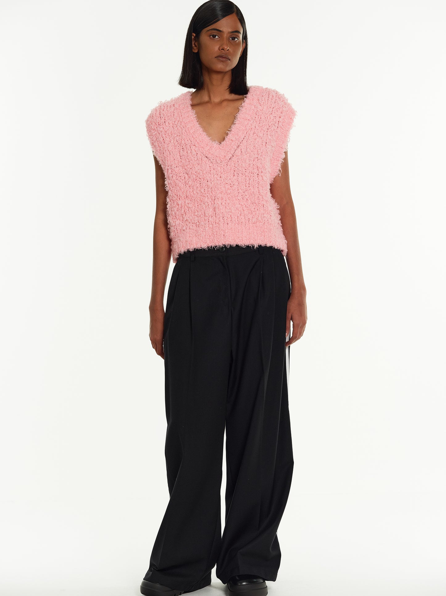 Bouclé Knit Vest, Pink