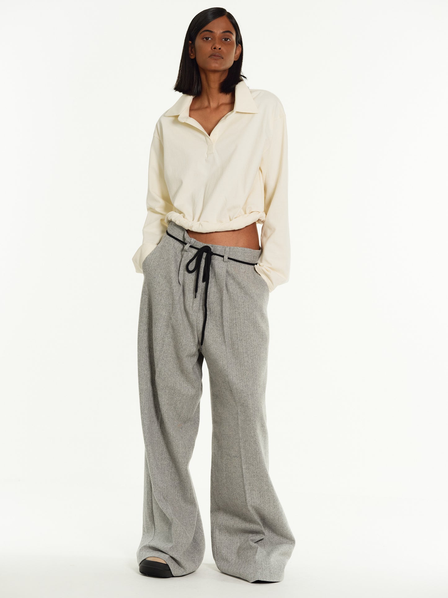 Oversized Wool Trousers, Grey Melange – SourceUnknown