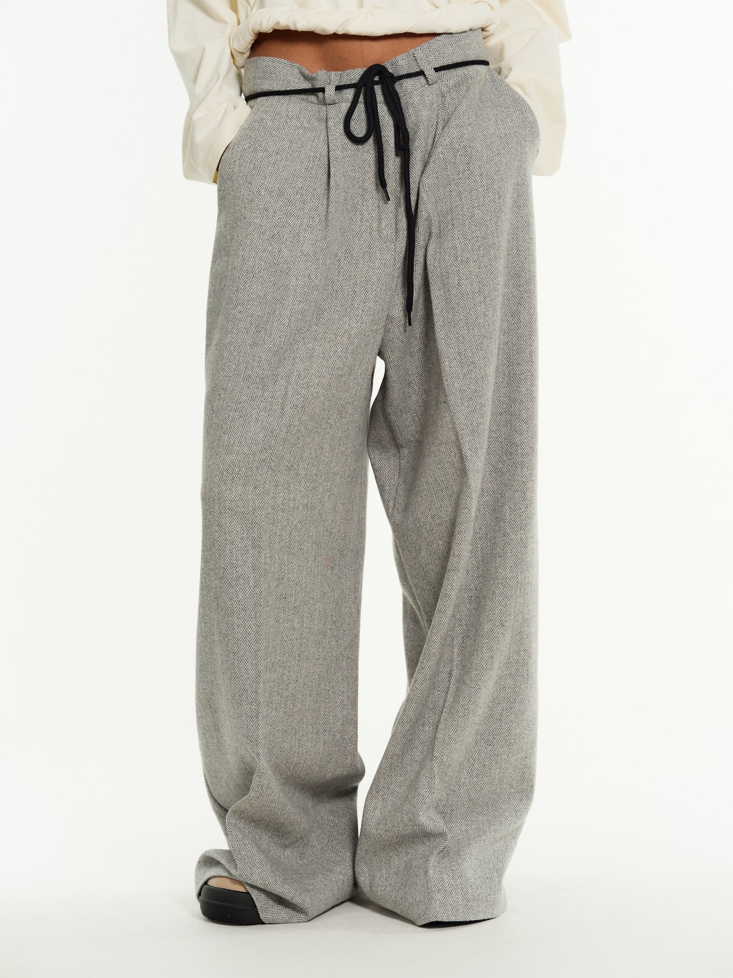 Oversized Wool Trousers, Grey Melange – SourceUnknown